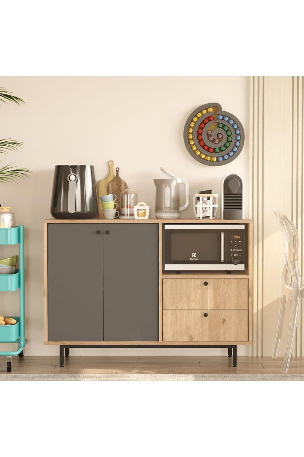 Latte Série Marron Angle Multifonction Armoire Cuisine Armoire Panier-Anthracite LAT2-SA