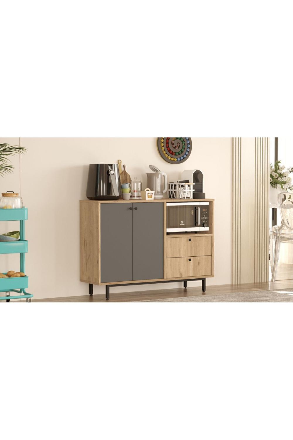 Latte Série Marron Angle Multifonction Armoire Cuisine Armoire Panier-Anthracite LAT2-SA