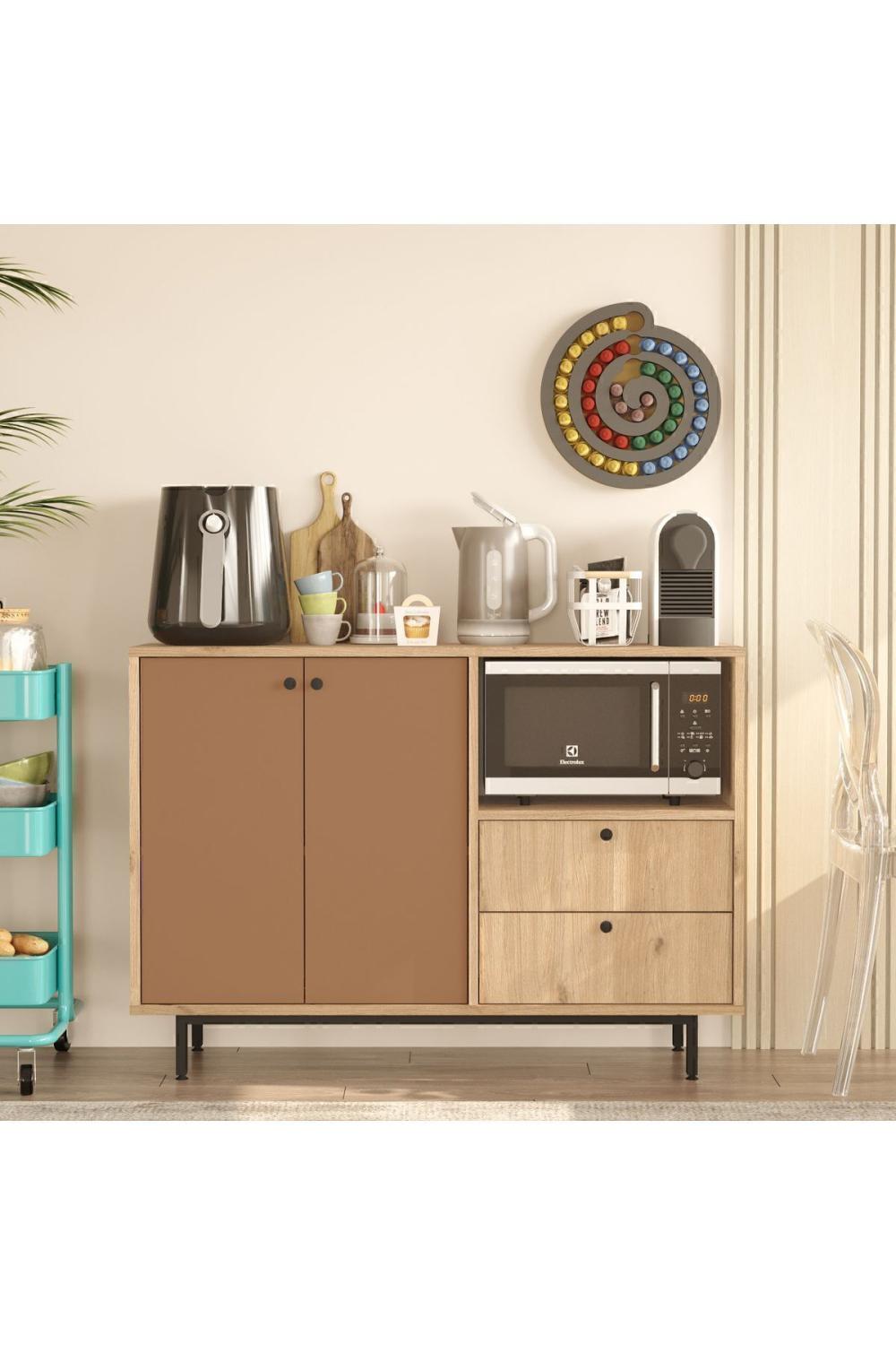 Latte Série Marron Angle Multifonction Armoire Cuisine Armoire Panier-Kiremit LAT2-SK