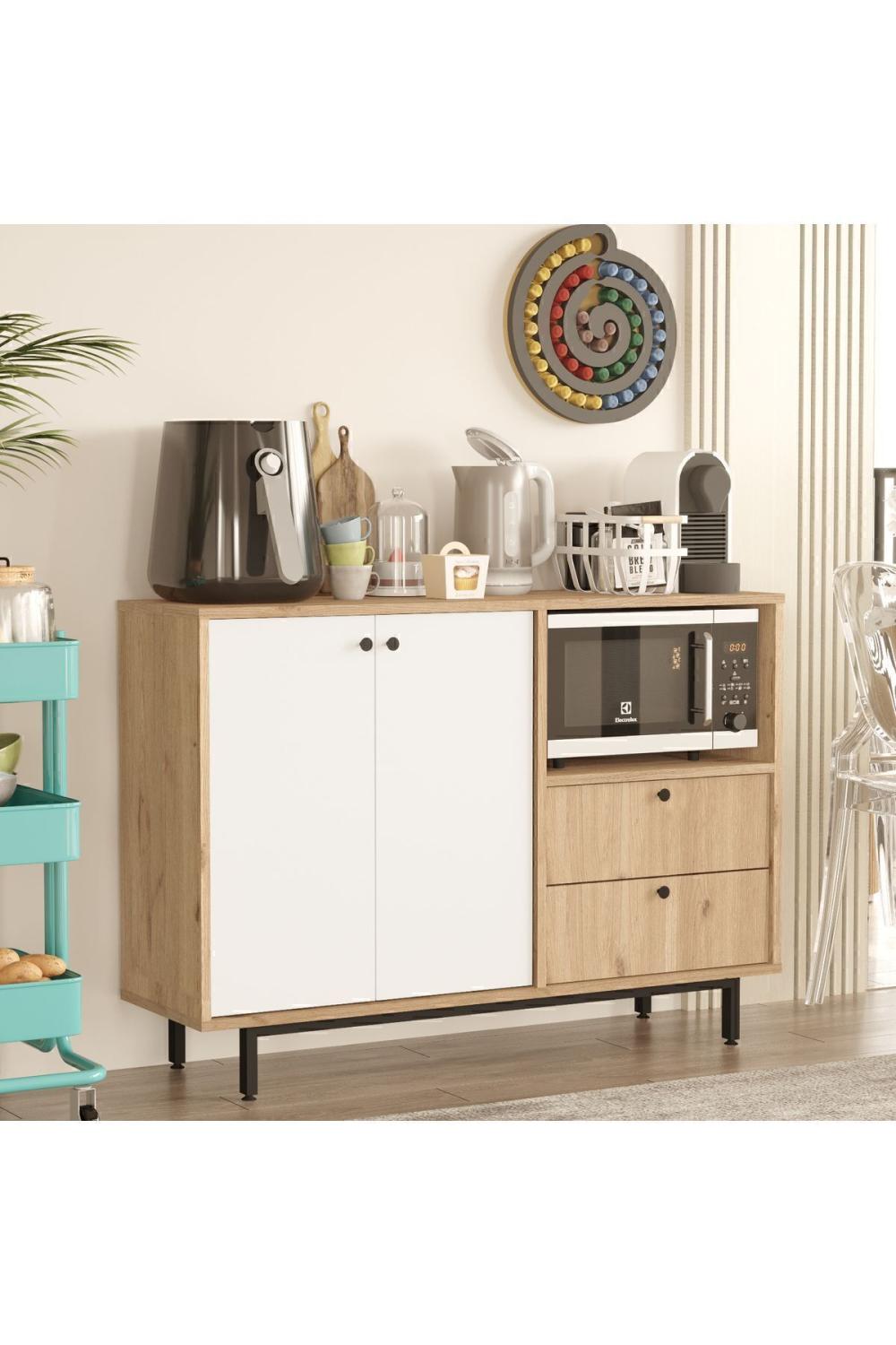 Meuble Coin Café Latte Multifonction – Panier & Blanc LAT2-SW