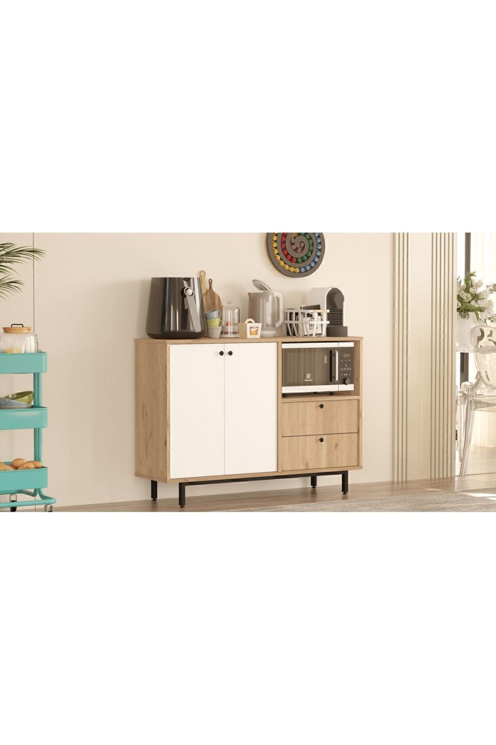 Meuble Coin Café Latte Multifonction – Panier & Blanc LAT2-SW