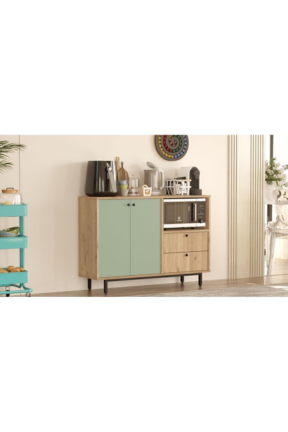 Latte Série Marron Angle Multifonction Armoire Cuisine Armoire Panier-Ihlamur Yeşili LAT2-SY