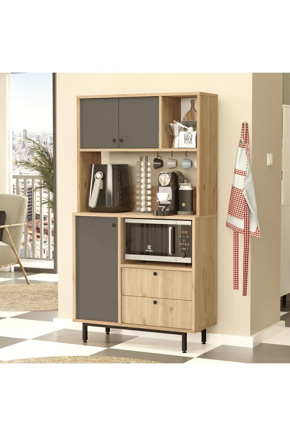 Latte Série Marron Angle Multifonction Armoire Cuisine Armoire Panier-Anthracite LAT3-SA