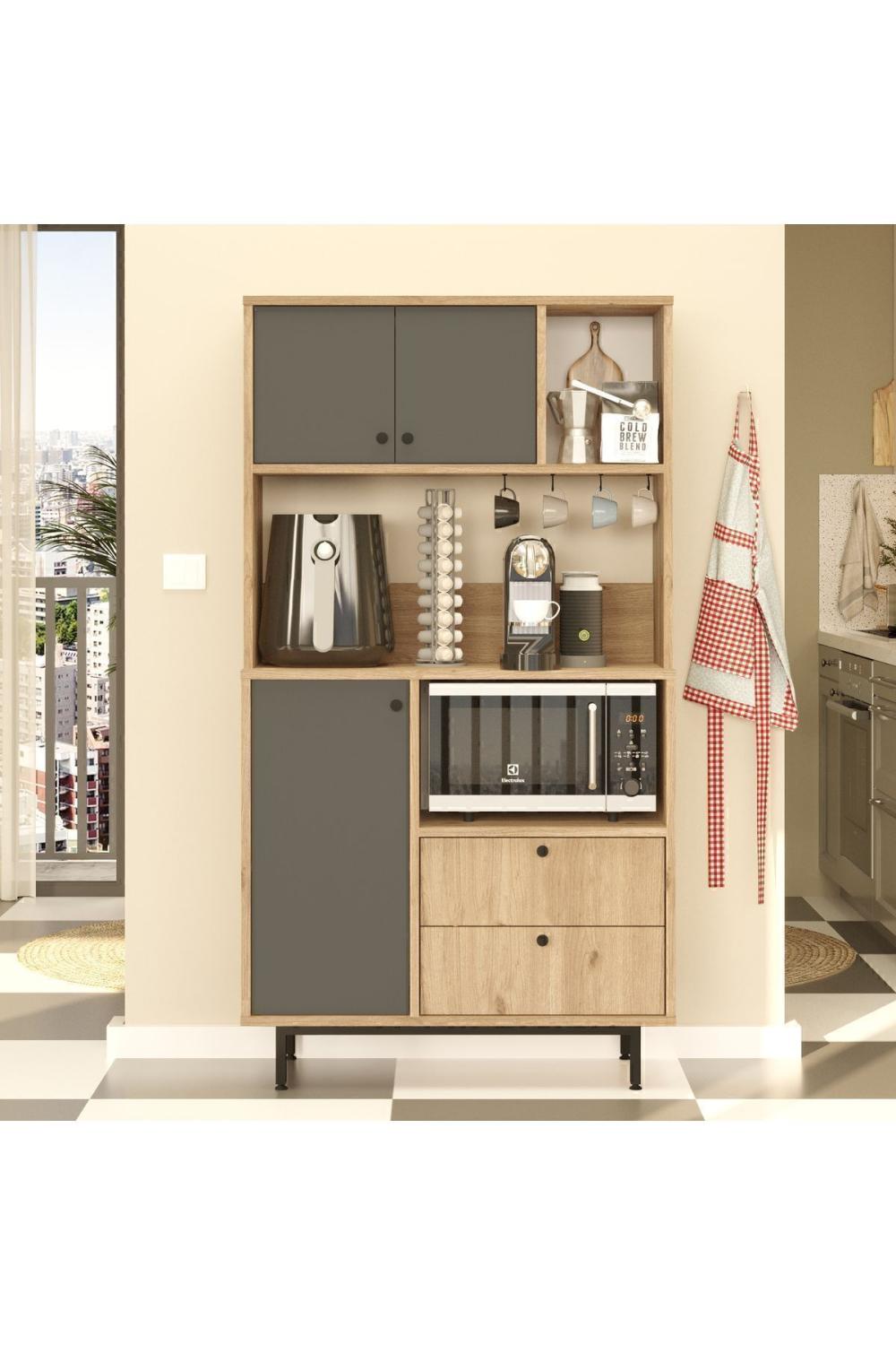 Latte Série Marron Angle Multifonction Armoire Cuisine Armoire Panier-Anthracite LAT3-SA