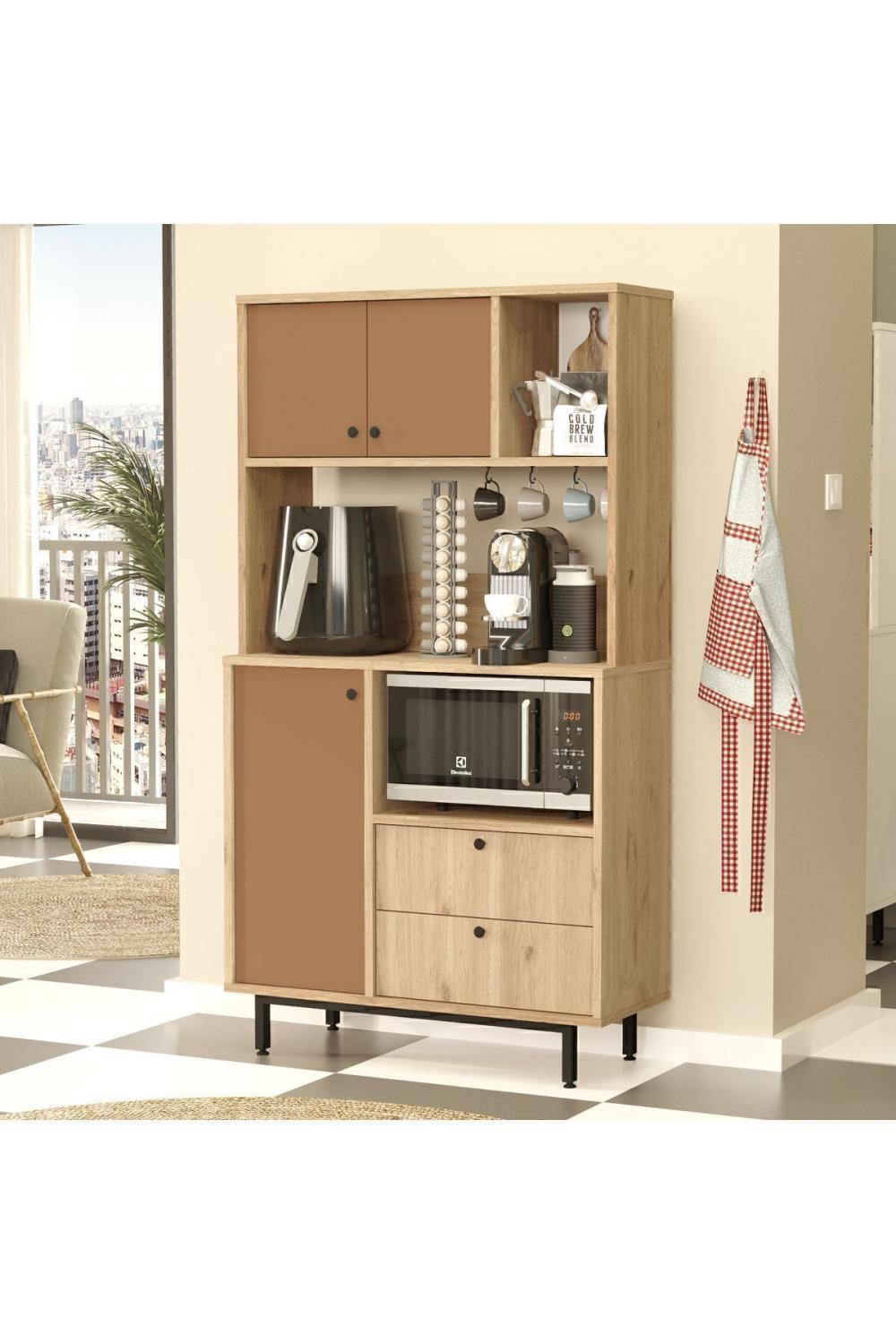 Latte Série Marron Angle Multifonction Armoire Cuisine Armoire Panier-Kiremit LAT3-SK