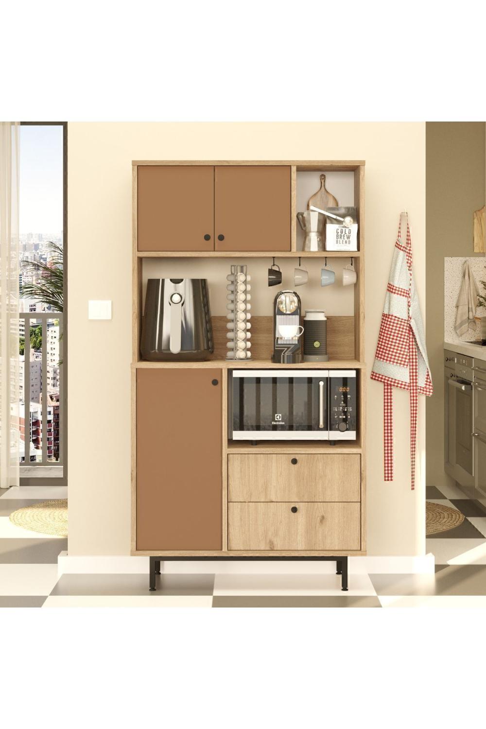 Latte Série Marron Angle Multifonction Armoire Cuisine Armoire Panier-Kiremit LAT3-SK