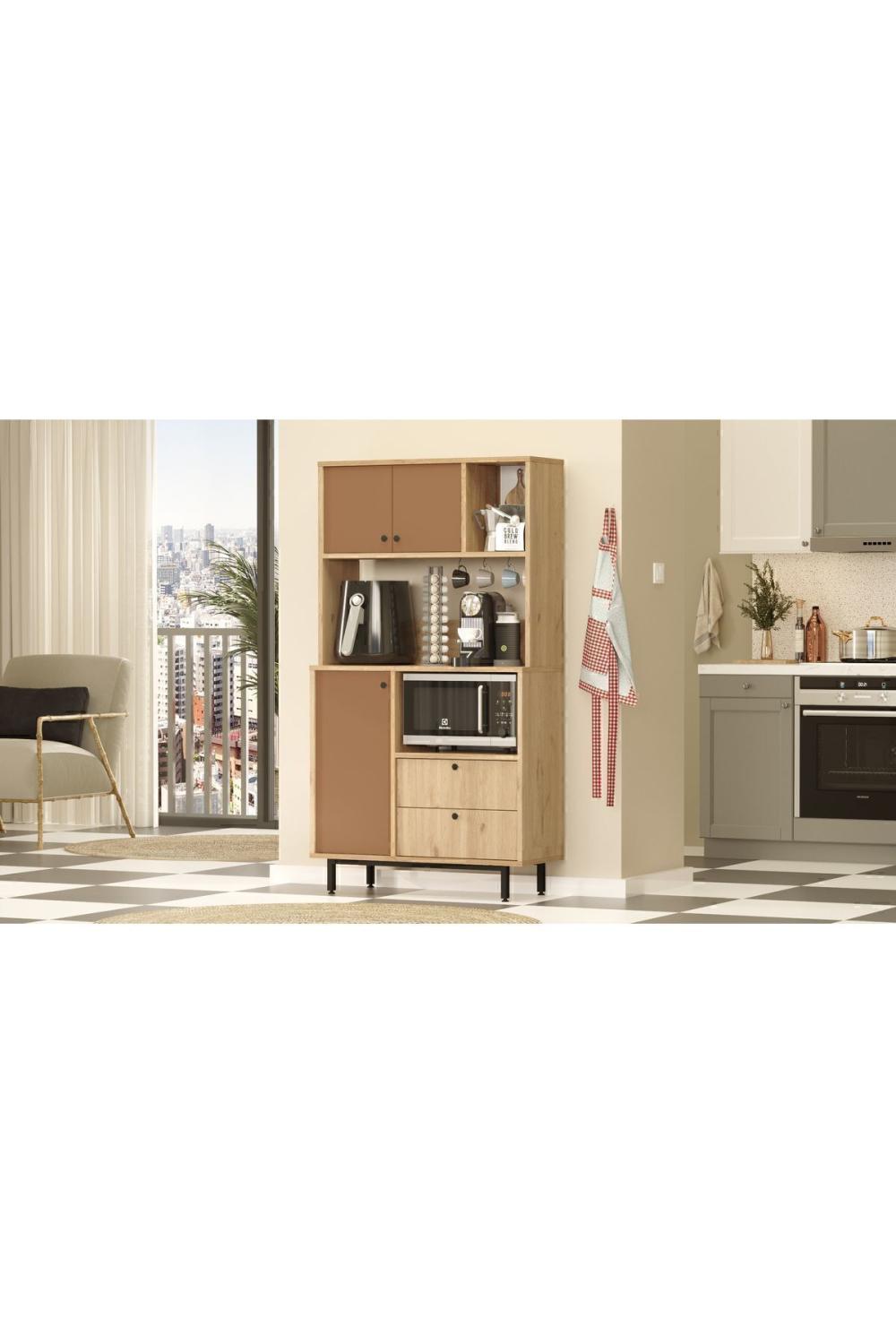 Latte Série Marron Angle Multifonction Armoire Cuisine Armoire Panier-Kiremit LAT3-SK