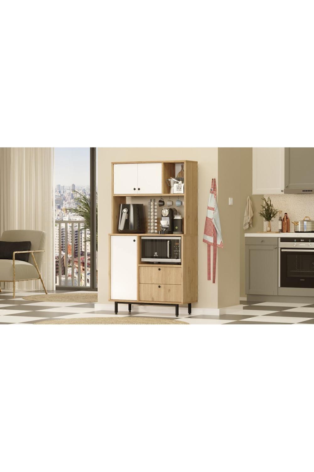 Meuble Coin Café Latte Multifonction – Panier & Blanc LAT3-SW