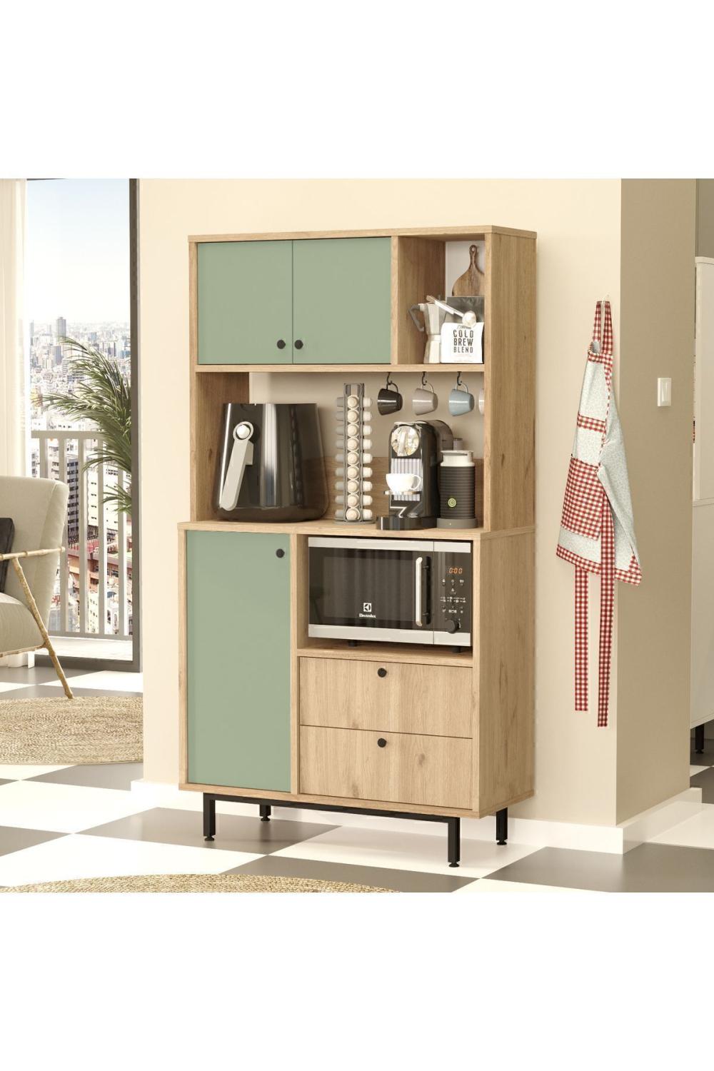 Latte Série Marron Angle Multifonction Armoire Cuisine Armoire Panier-Ihlamur Yeşili LAT3-SY