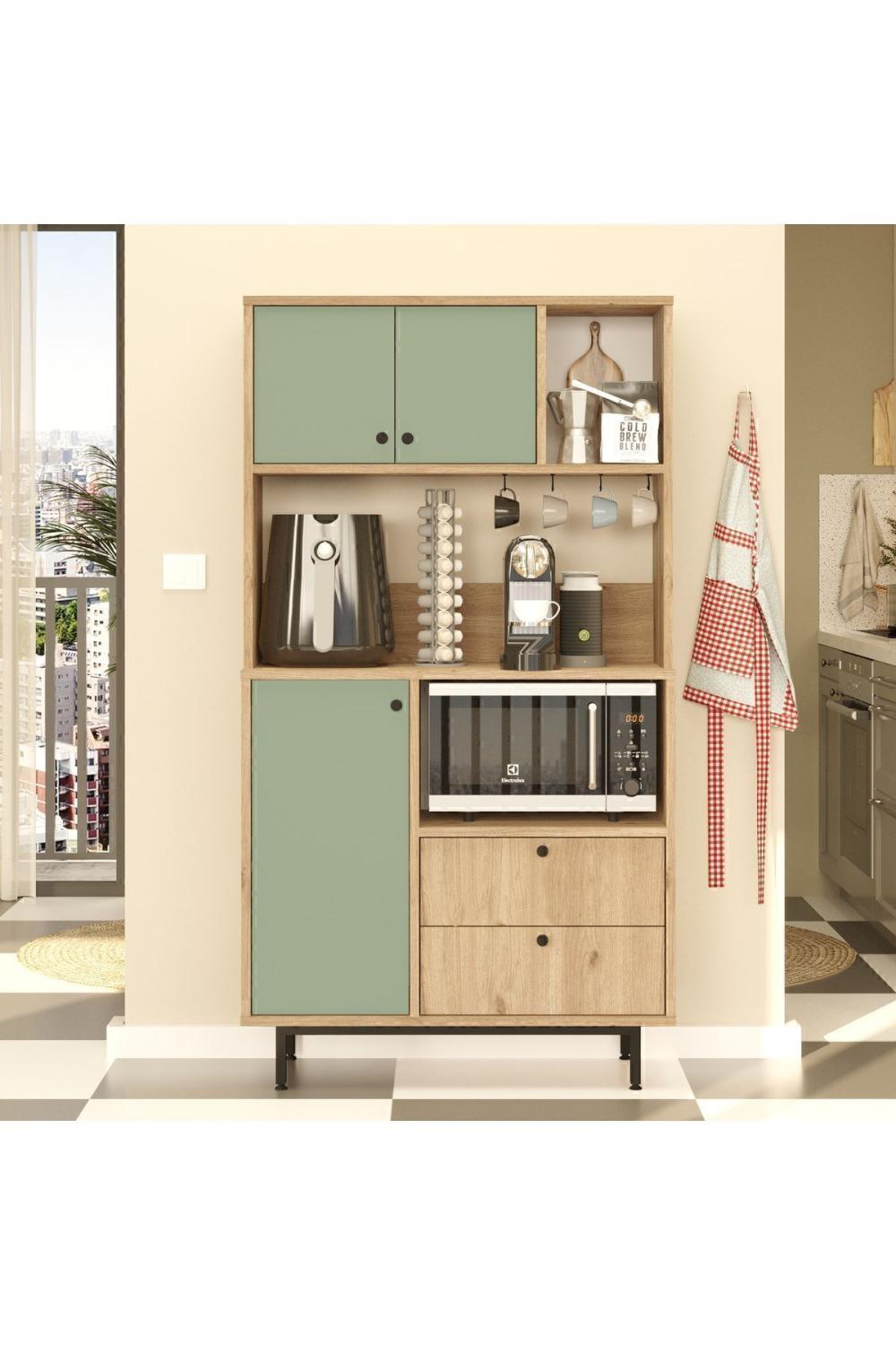 Latte Série Marron Angle Multifonction Armoire Cuisine Armoire Panier-Ihlamur Yeşili LAT3-SY