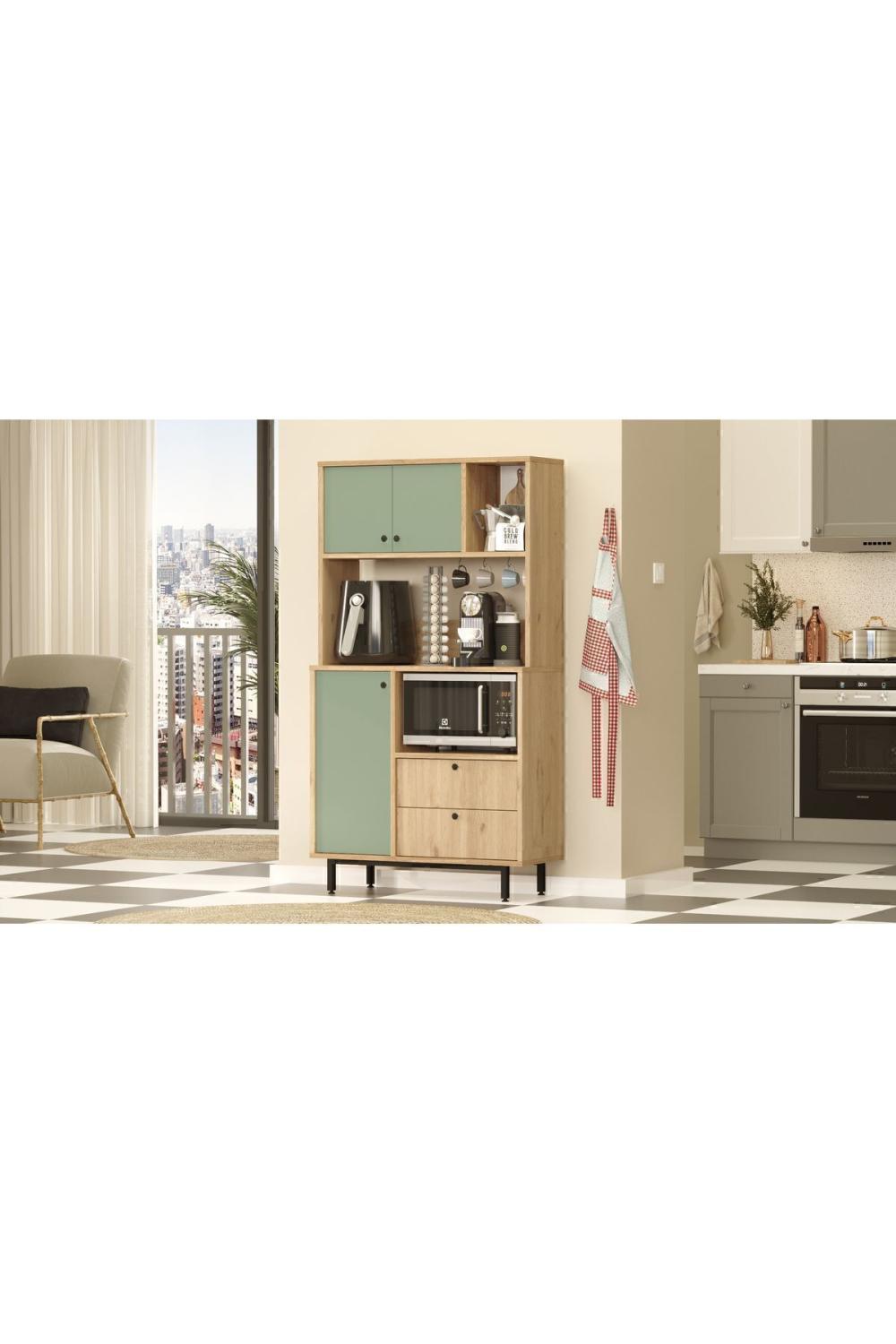 Latte Série Marron Angle Multifonction Armoire Cuisine Armoire Panier-Ihlamur Yeşili LAT3-SY