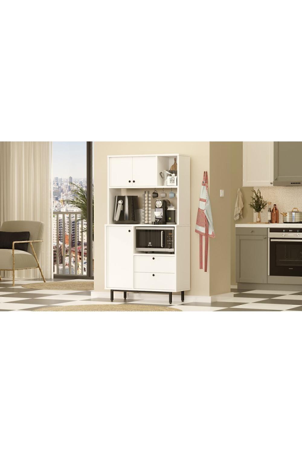 Latte Série Marron Angle Multifonction Armoire Cuisine Armoire Blanc LAT3-W