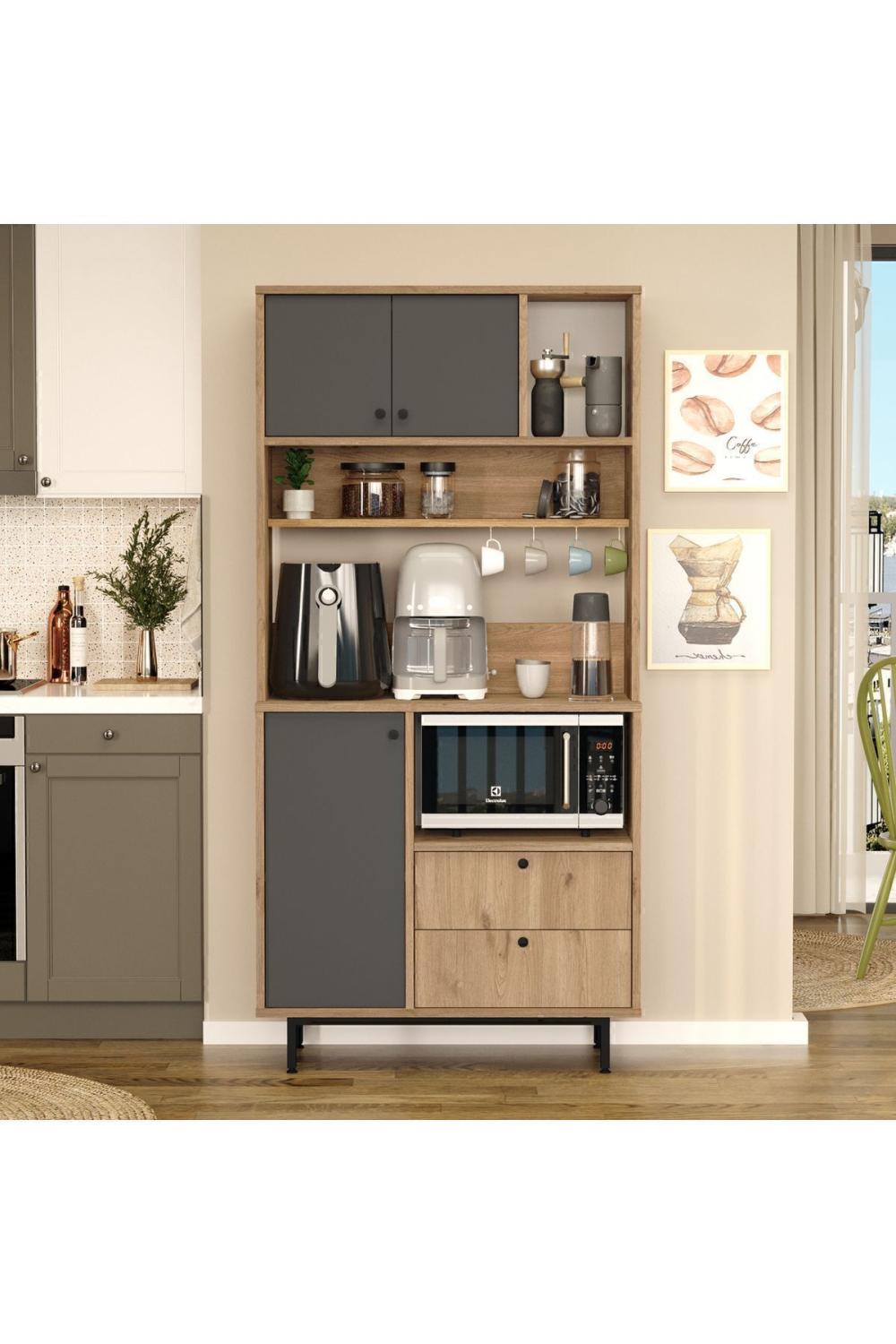 Latte Série Marron Angle Multifonction Armoire Cuisine Armoire Panier-Anthracite LAT4-SA