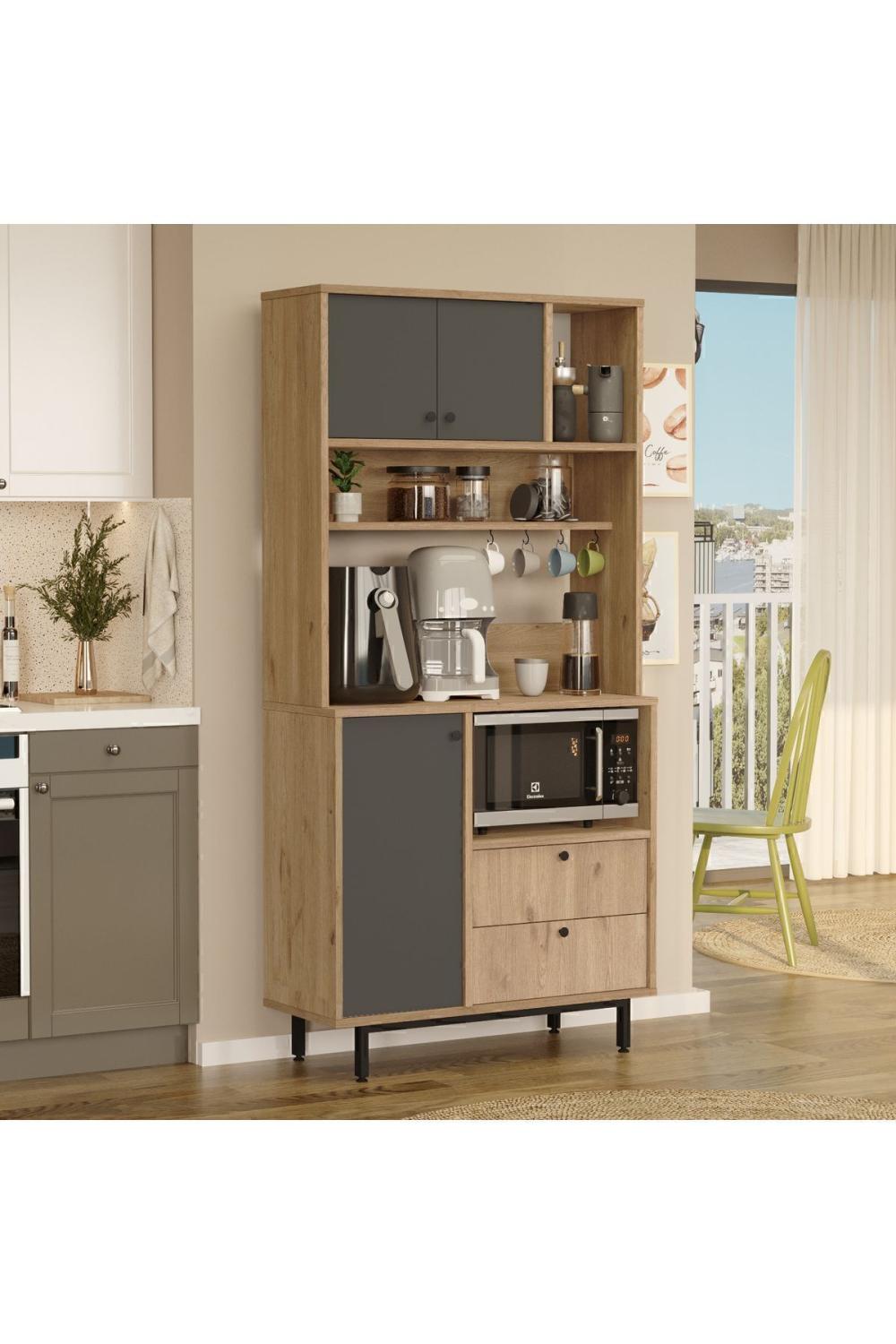 Latte Série Marron Angle Multifonction Armoire Cuisine Armoire Panier-Anthracite LAT4-SA