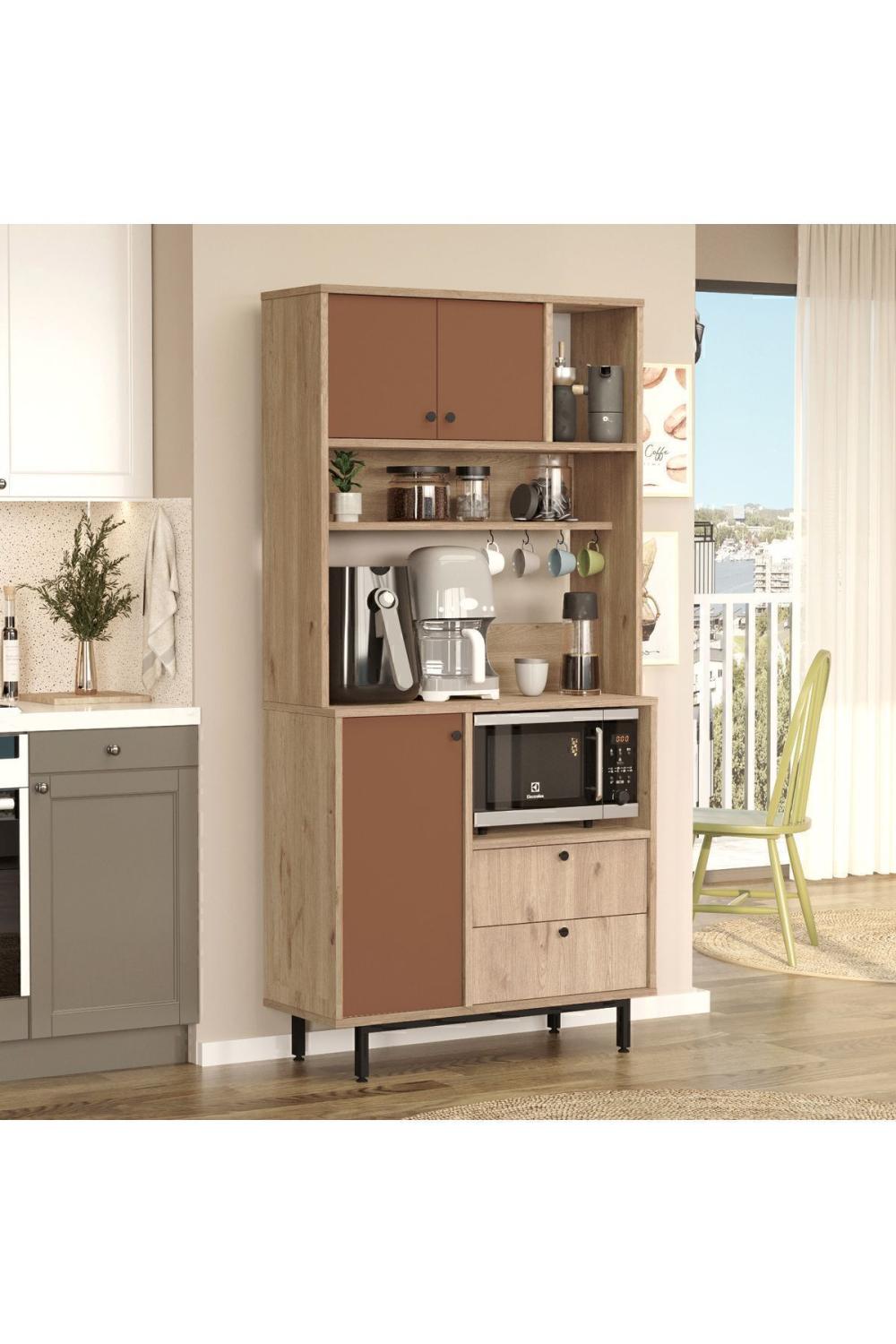 Latte Série Marron Angle Multifonction Armoire Cuisine Armoire Panier-Kiremit LAT4-SK