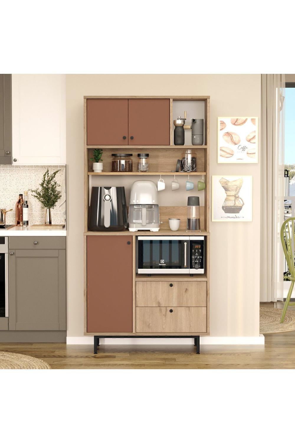 Latte Série Marron Angle Multifonction Armoire Cuisine Armoire Panier-Kiremit LAT4-SK