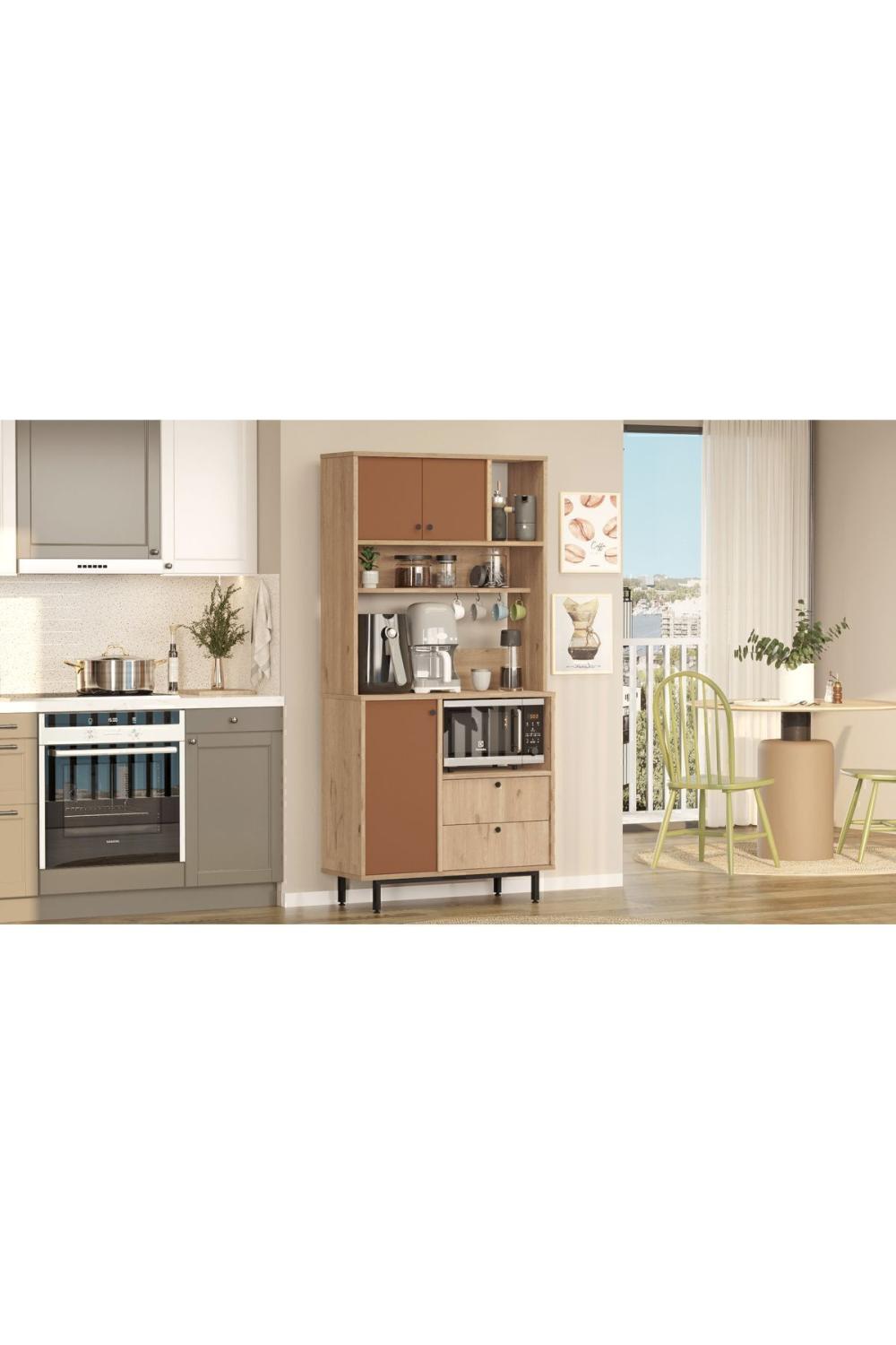 Latte Série Marron Angle Multifonction Armoire Cuisine Armoire Panier-Kiremit LAT4-SK