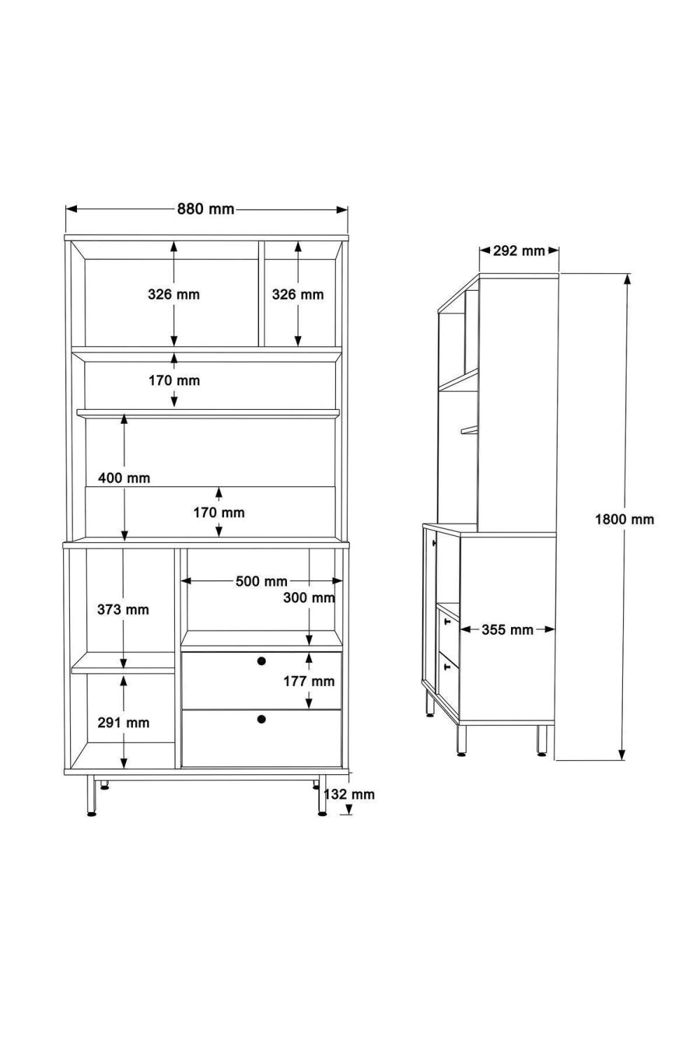 Latte Série Marron Angle Multifonction Armoire Cuisine Armoire Panier-Kiremit LAT4-SK