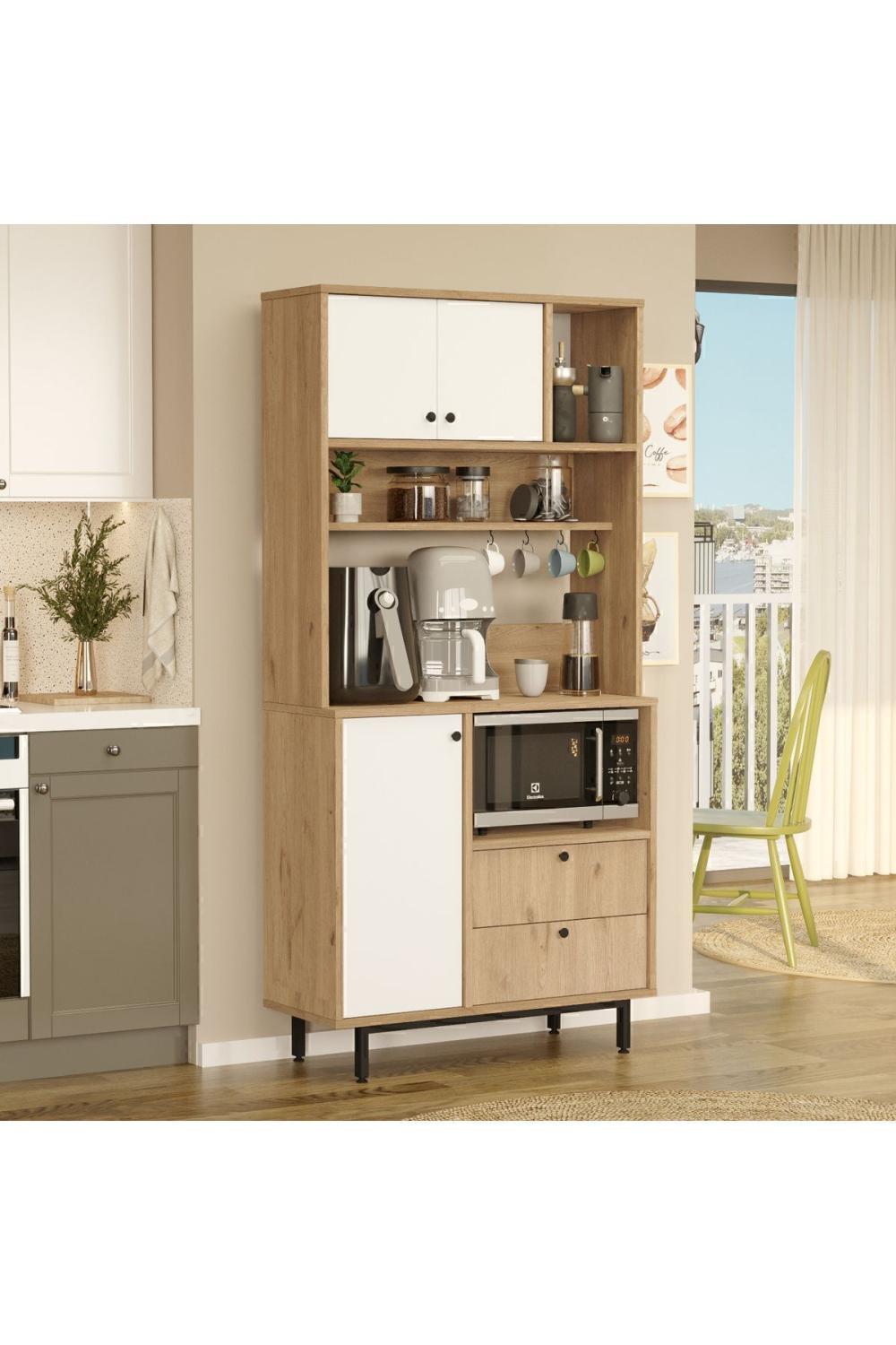 Latte Série Marron Angle Multifonction Armoire Cuisine Armoire Panier-Blanc LAT4-SW