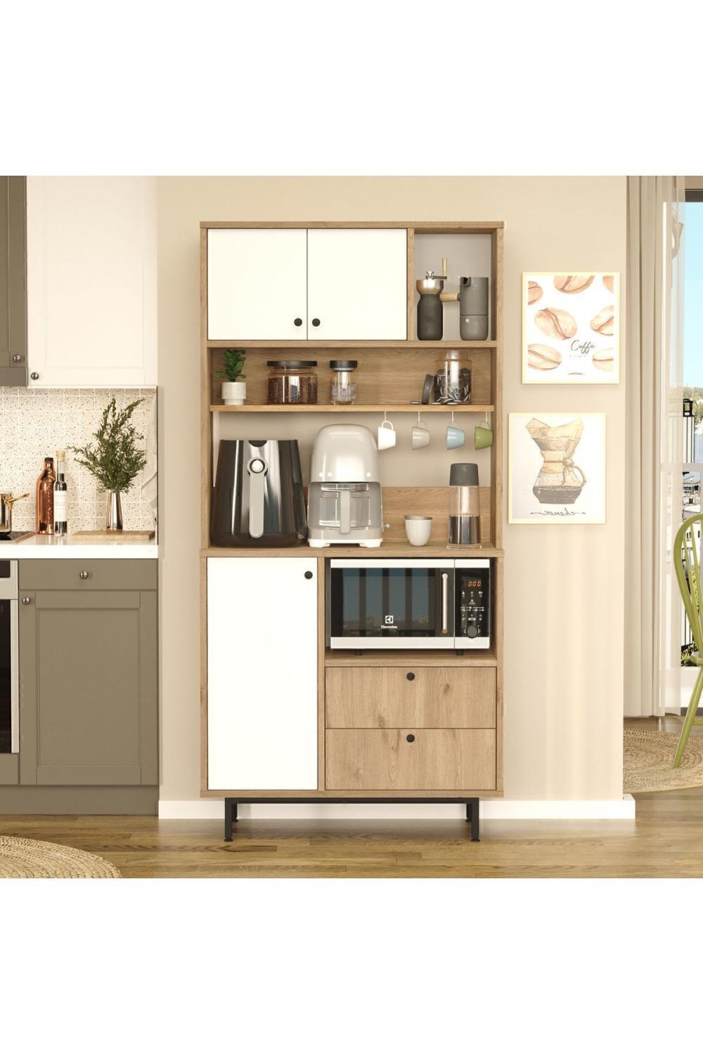 Latte Série Marron Angle Multifonction Armoire Cuisine Armoire Panier-Blanc LAT4-SW