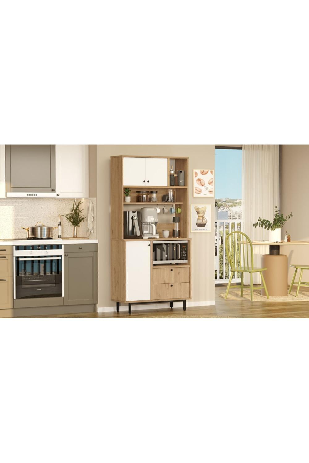 Latte Série Marron Angle Multifonction Armoire Cuisine Armoire Panier-Blanc LAT4-SW