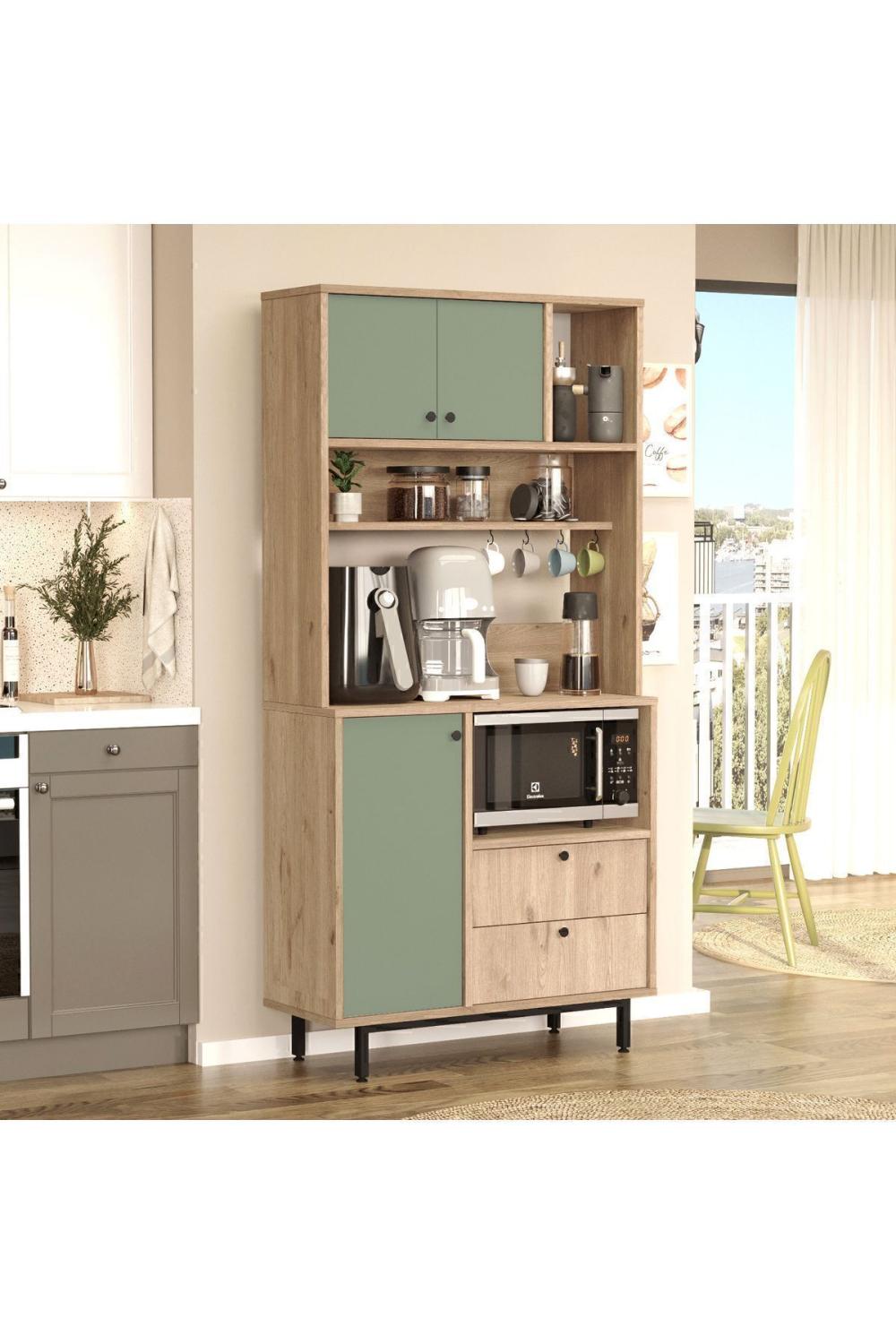 Latte Série Marron Angle Multifonction Armoire Cuisine Armoire Panier-Ihlamur Yeşili LAT4-SY