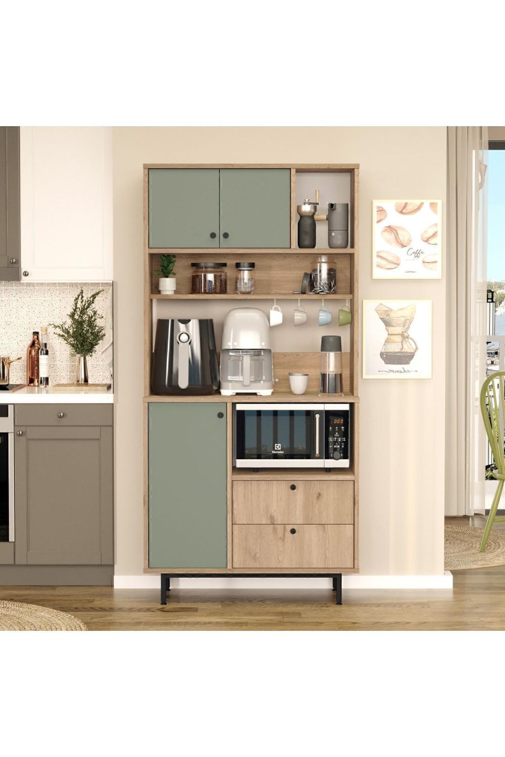Latte Série Marron Angle Multifonction Armoire Cuisine Armoire Panier-Ihlamur Yeşili LAT4-SY