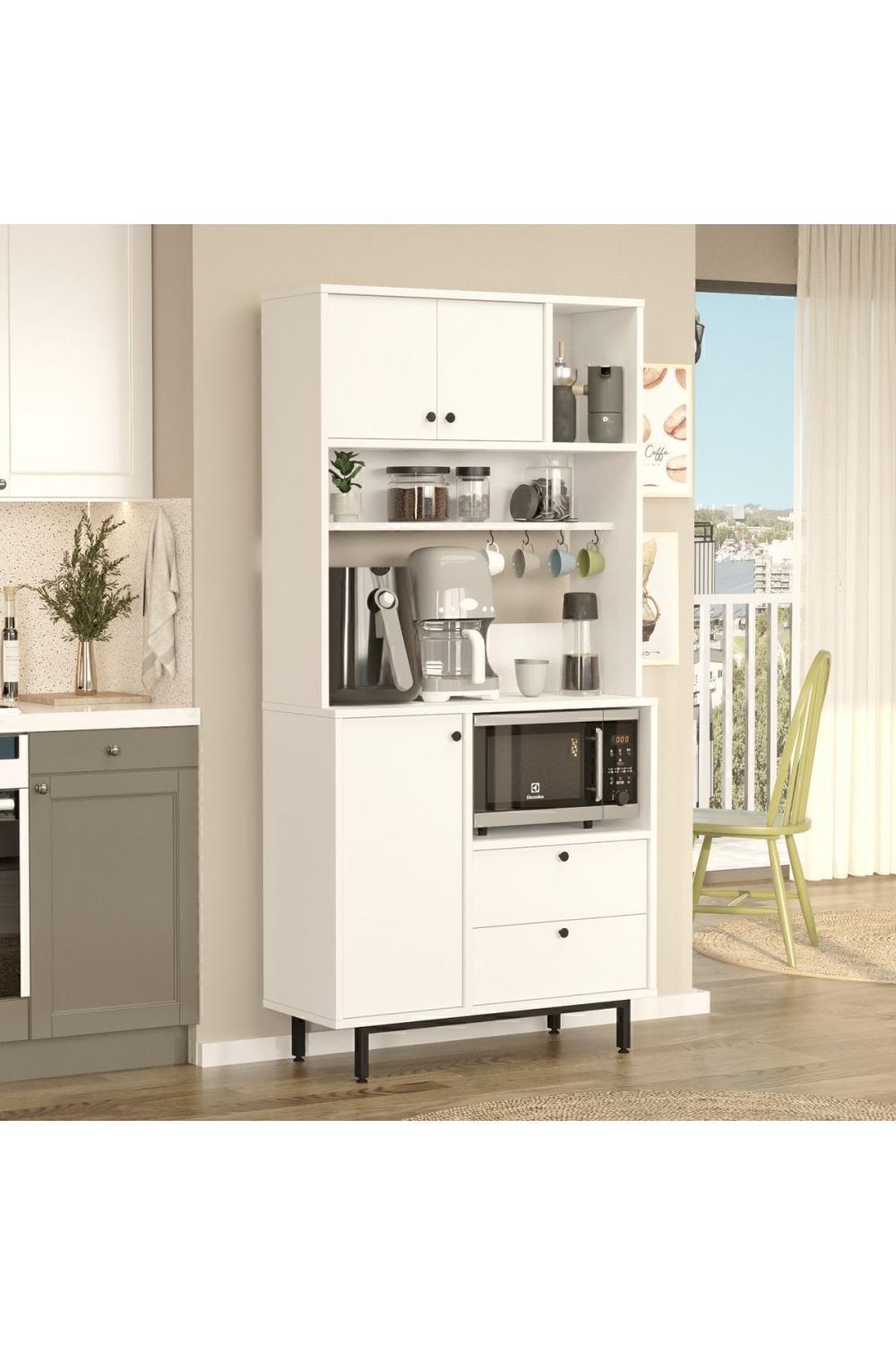 Latte Série Marron Angle Multifonction Armoire Cuisine Armoire Blanc LAT4-W