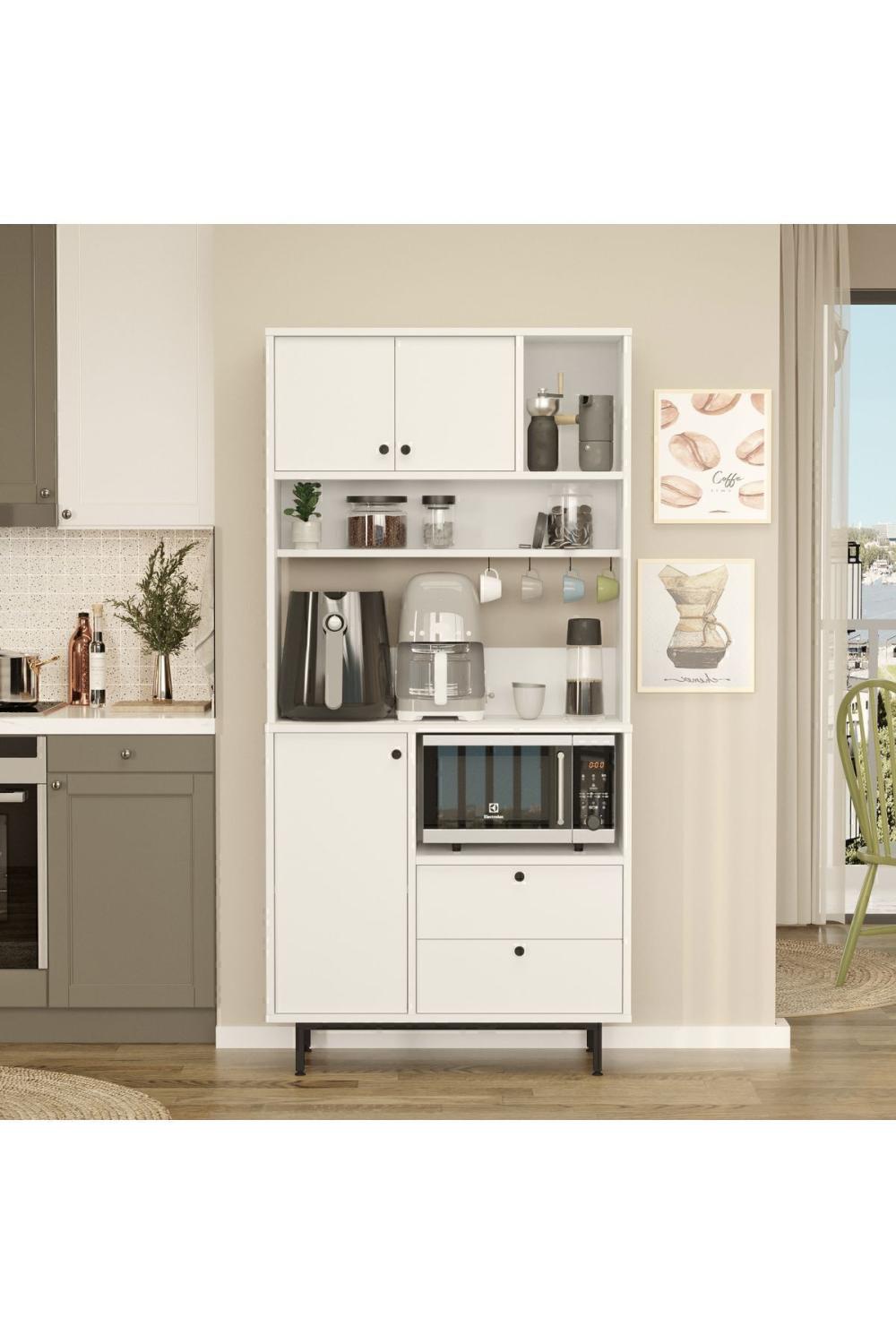 Latte Série Marron Angle Multifonction Armoire Cuisine Armoire Blanc LAT4-W