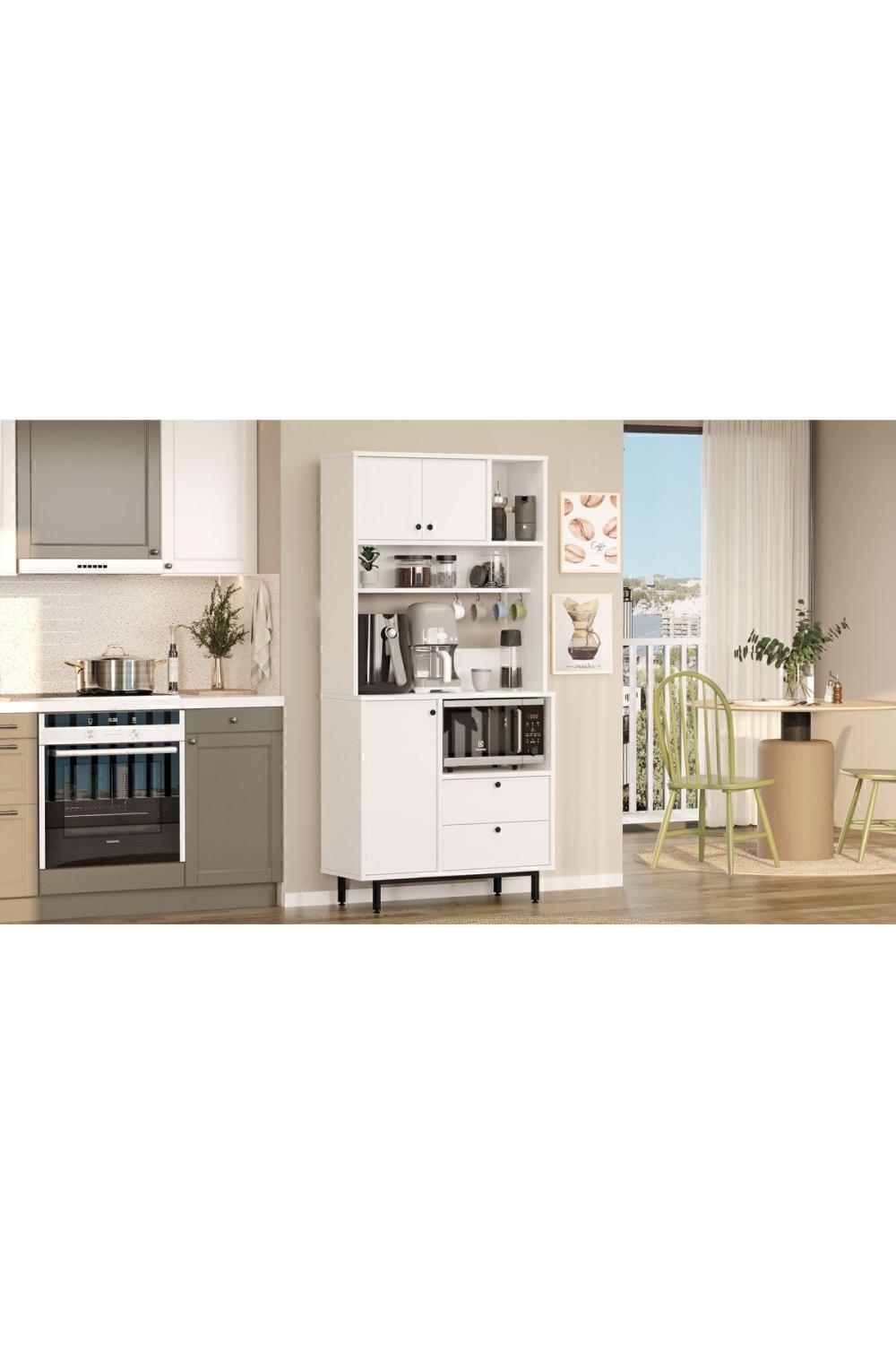 Latte Série Marron Angle Multifonction Armoire Cuisine Armoire Blanc LAT4-W