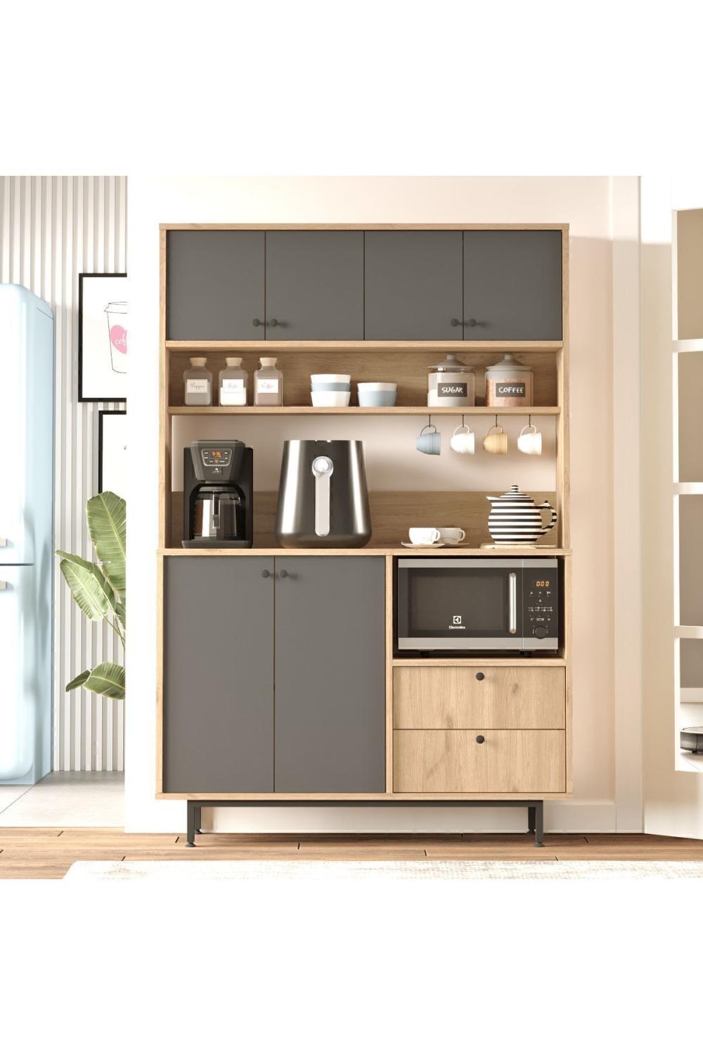 Latte Série Marron Angle Multifonction Armoire Cuisine Armoire Panier-Anthracite LAT5-SA