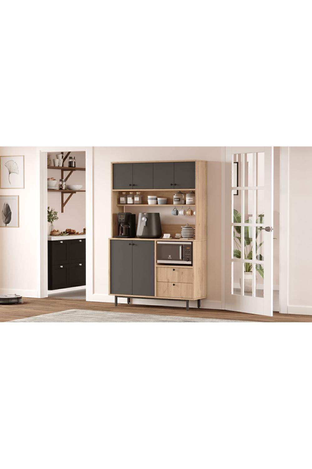 Latte Série Marron Angle Multifonction Armoire Cuisine Armoire Panier-Anthracite LAT5-SA