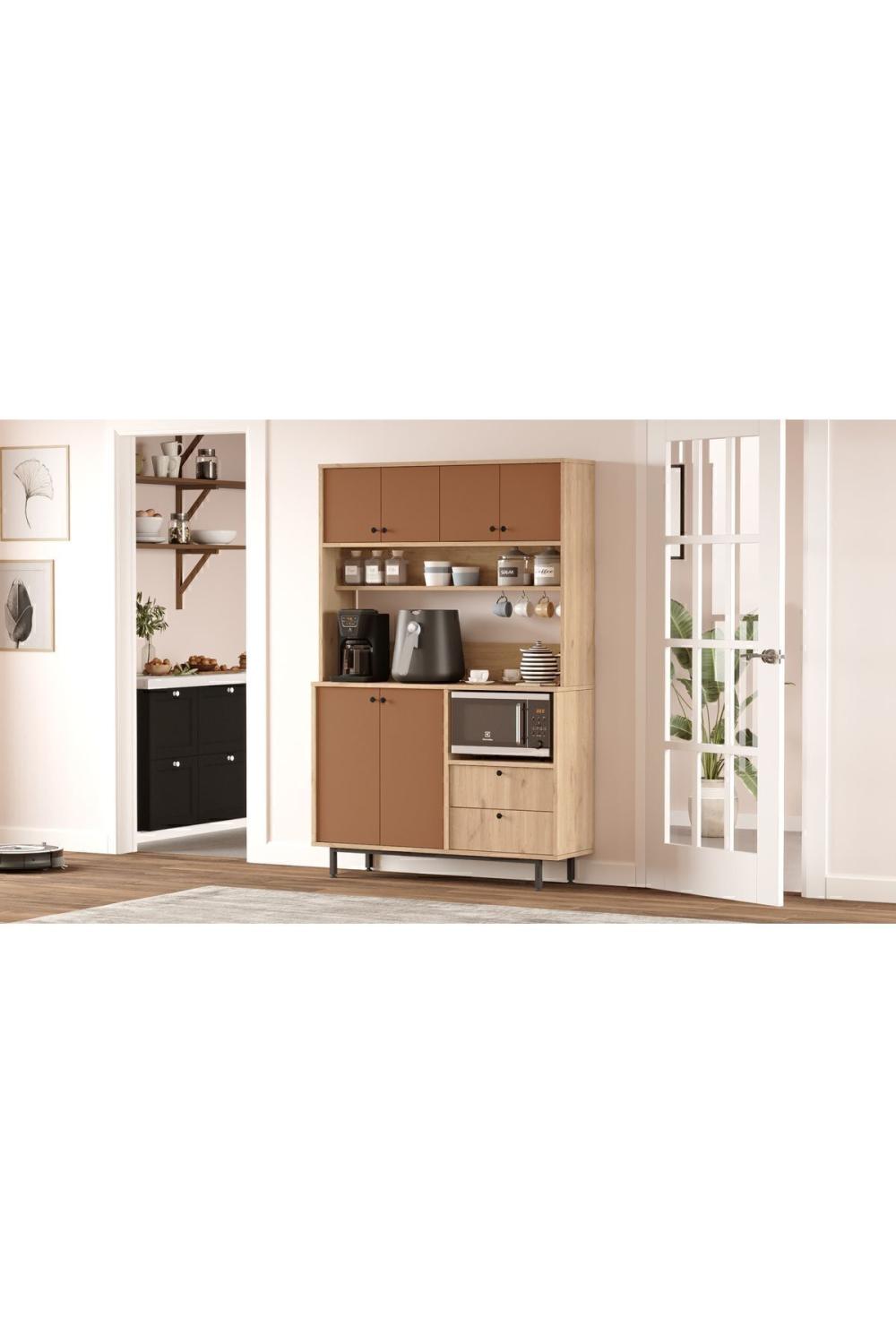 Latte Série Marron Angle Multifonction Armoire Cuisine Armoire Panier-Kiremit LAT5-SK