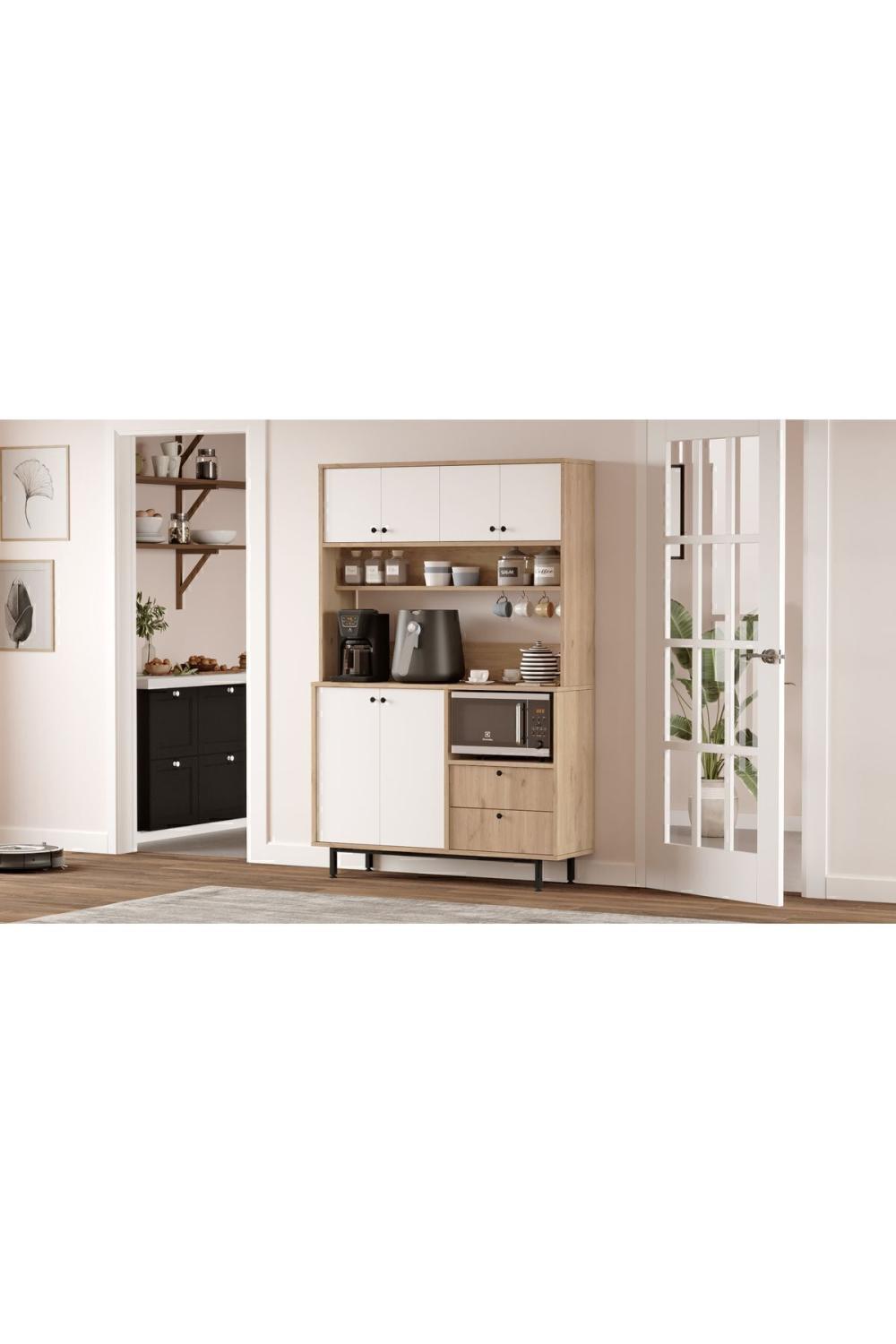 Latte Série Marron Angle Multifonction Armoire Cuisine Armoire Panier-Blanc LAT5-SW
