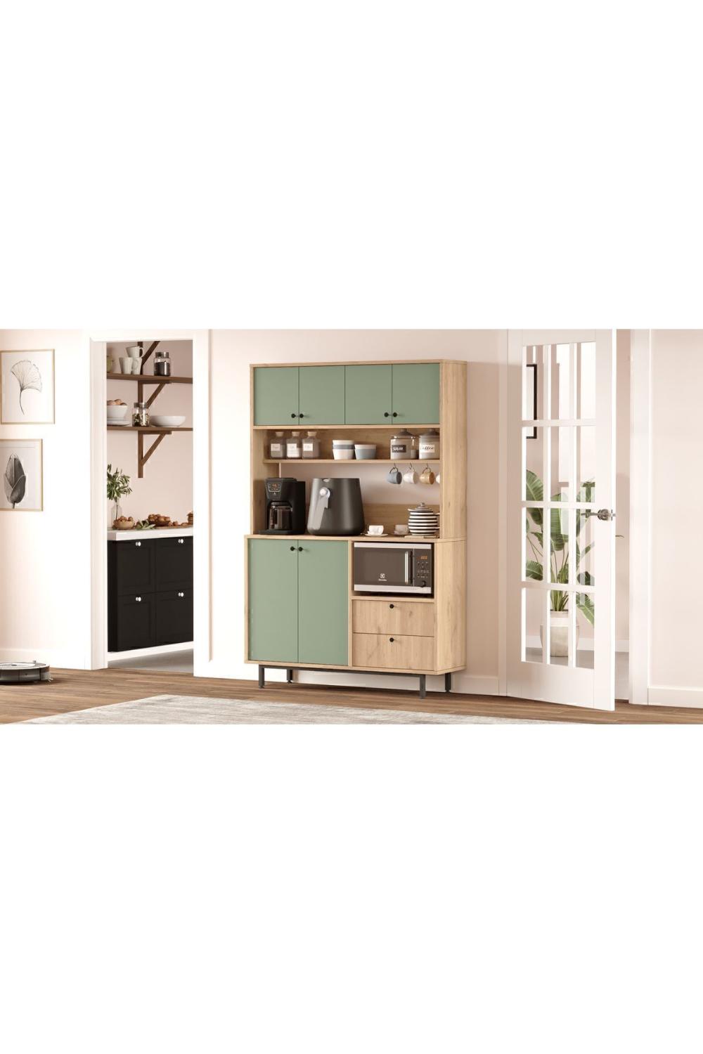 Latte Série Marron Angle Multifonction Armoire Cuisine Armoire Panier-Ihlamur Yeşili LAT5-SY