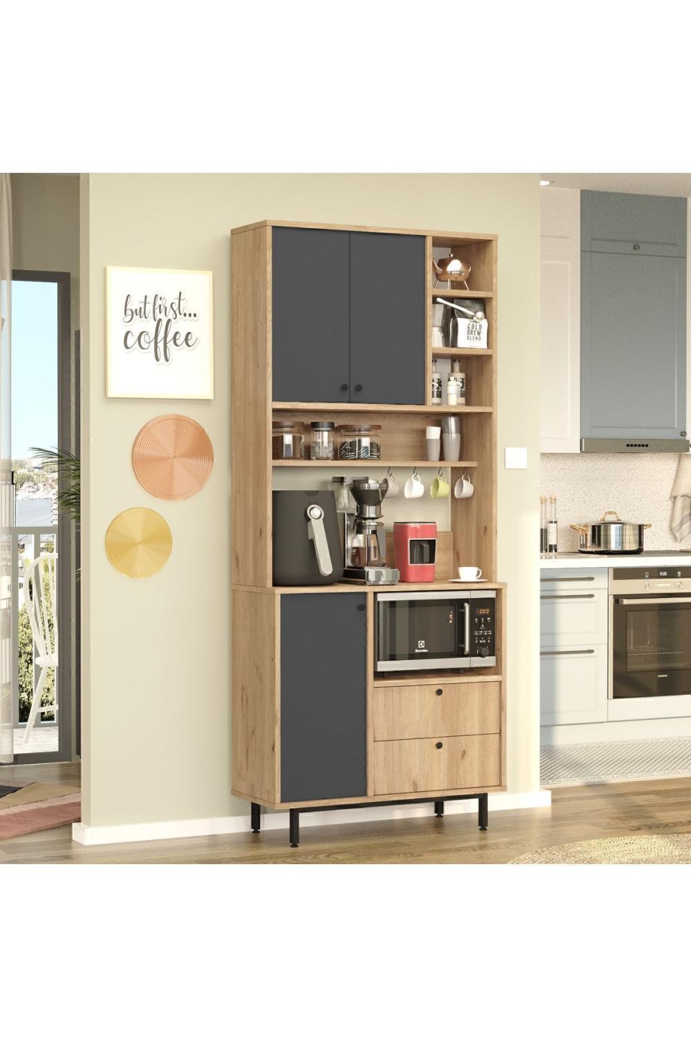 Latte Série Marron Angle Multifonction Armoire Cuisine Armoire Panier-Anthracite LAT6-SA
