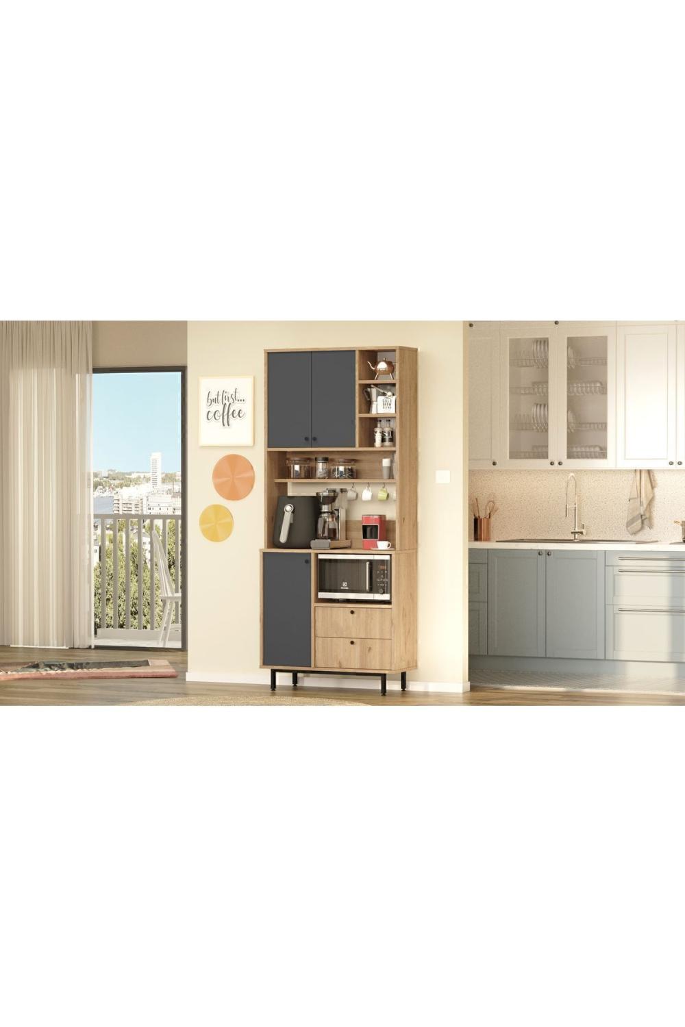 Latte Série Marron Angle Multifonction Armoire Cuisine Armoire Panier-Anthracite LAT6-SA