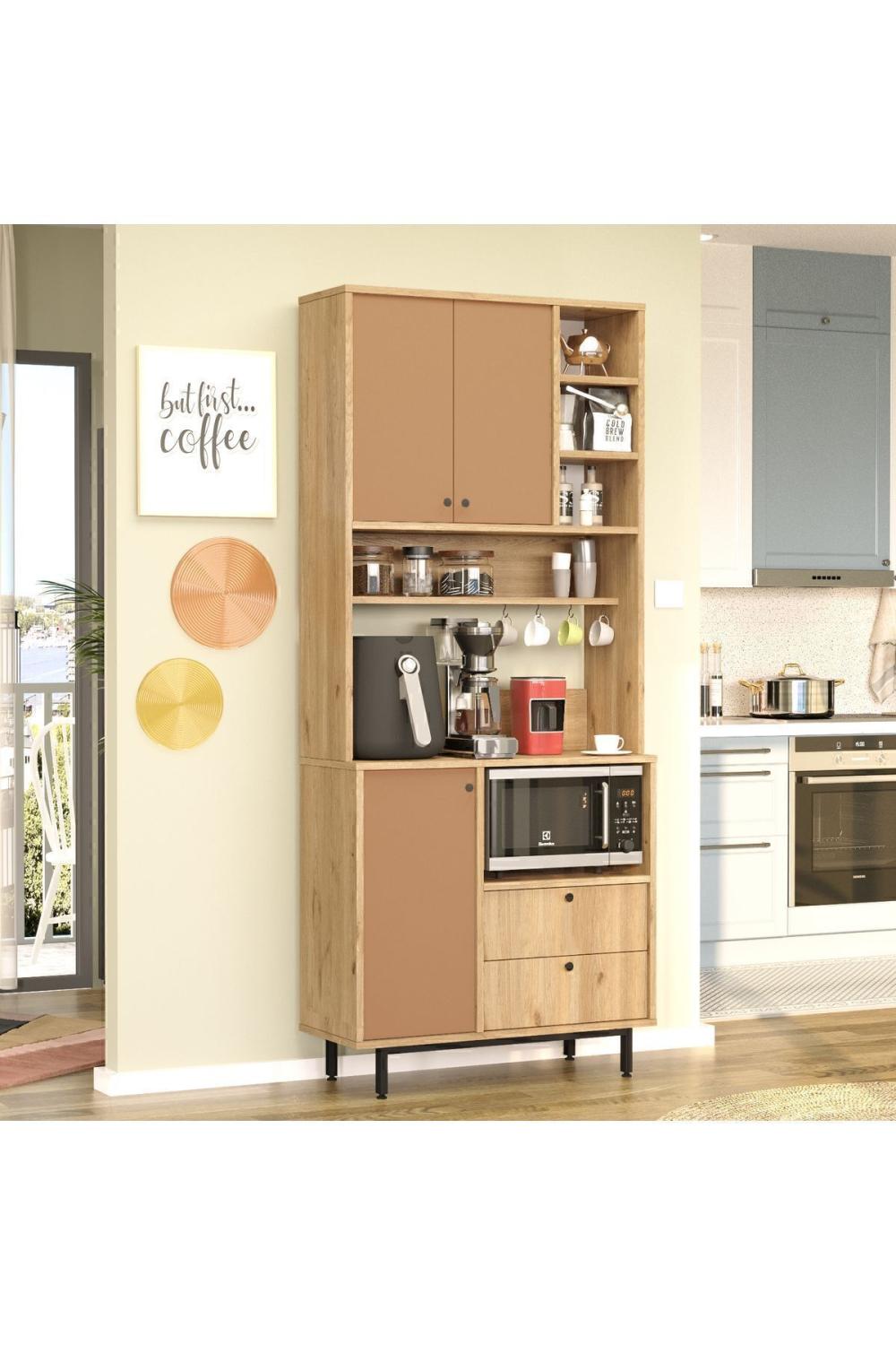 Latte Série Marron Angle Multifonction Armoire Cuisine Armoire Panier-Kiremit LAT6-SK