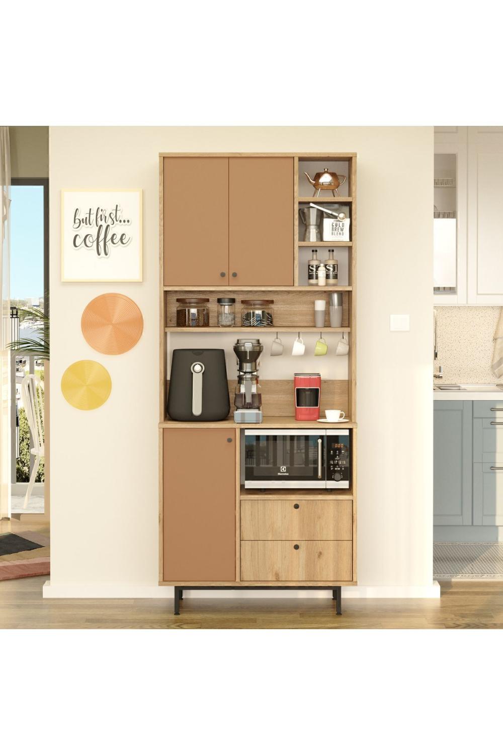 Latte Série Marron Angle Multifonction Armoire Cuisine Armoire Panier-Kiremit LAT6-SK
