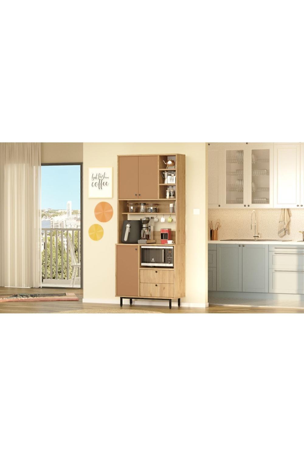 Latte Série Marron Angle Multifonction Armoire Cuisine Armoire Panier-Kiremit LAT6-SK