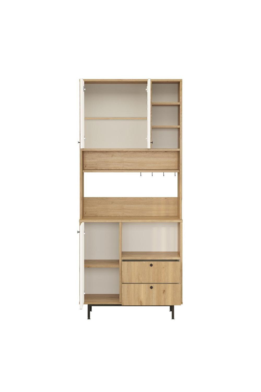 Meuble Coin Café Latte Multifonction – Panier & Blanc LAT6-SW