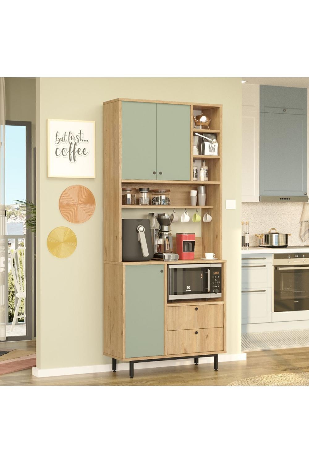 Latte Série Marron Angle Multifonction Armoire Cuisine Armoire Panier-Ihlamur Yeşili LAT6-SY