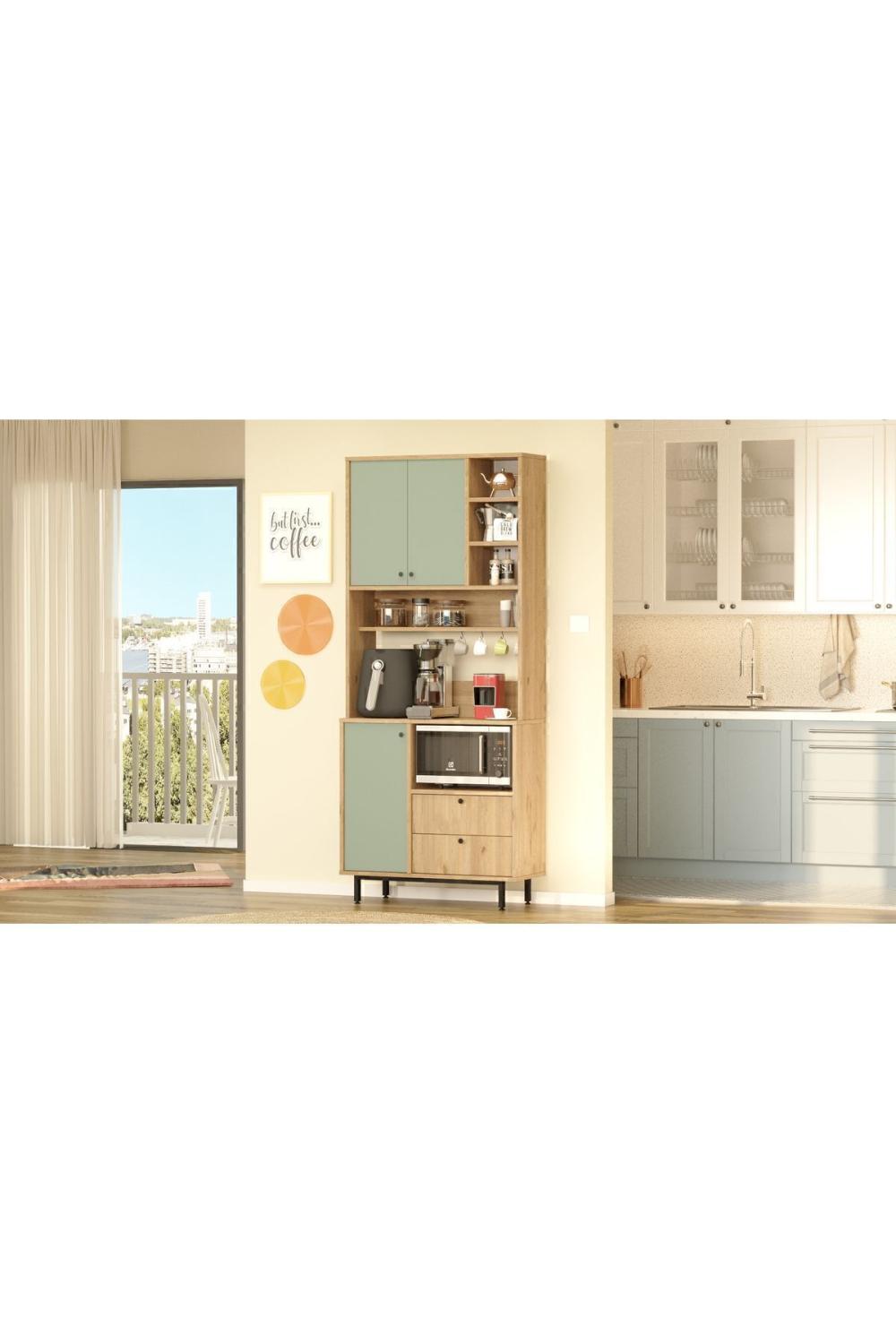 Latte Série Marron Angle Multifonction Armoire Cuisine Armoire Panier-Ihlamur Yeşili LAT6-SY