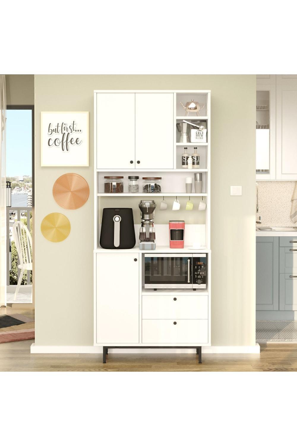 Latte Série Marron Angle Multifonction Armoire Cuisine Armoire Blanc LAT6-W