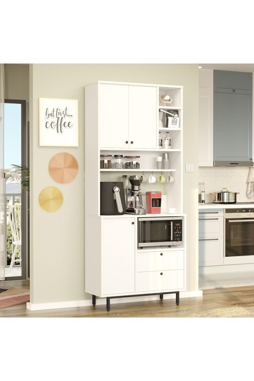 Latte Série Marron Angle Multifonction Armoire Cuisine Armoire Blanc LAT6-W