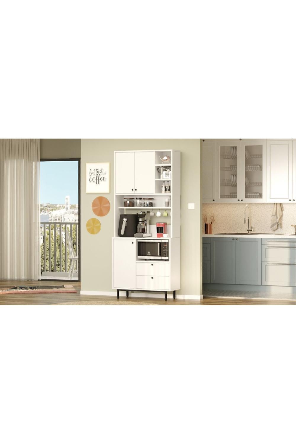 Latte Série Marron Angle Multifonction Armoire Cuisine Armoire Blanc LAT6-W