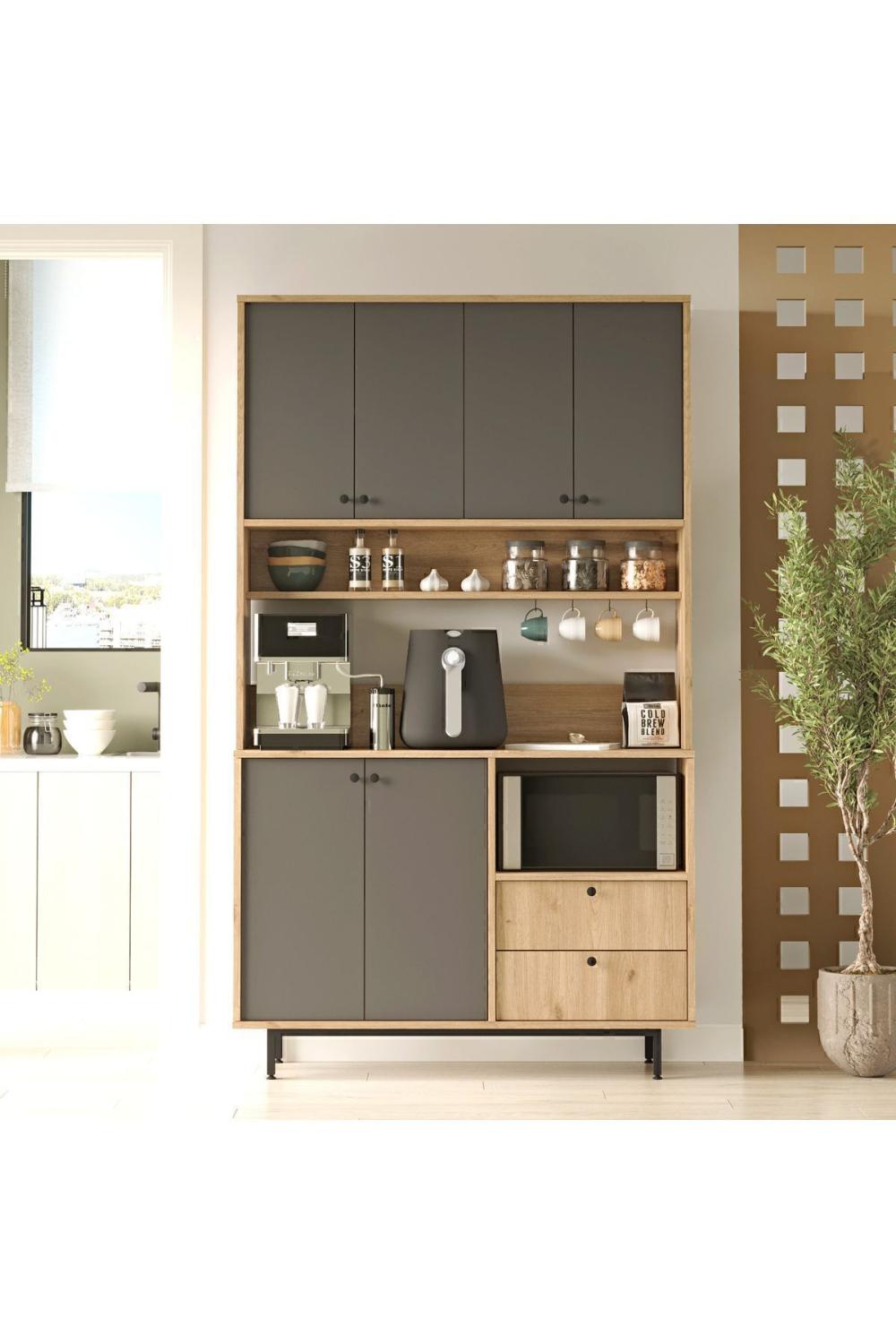 Latte Série Marron Angle Multifonction Armoire Cuisine Armoire Panier-Anthracite LAT7-SA