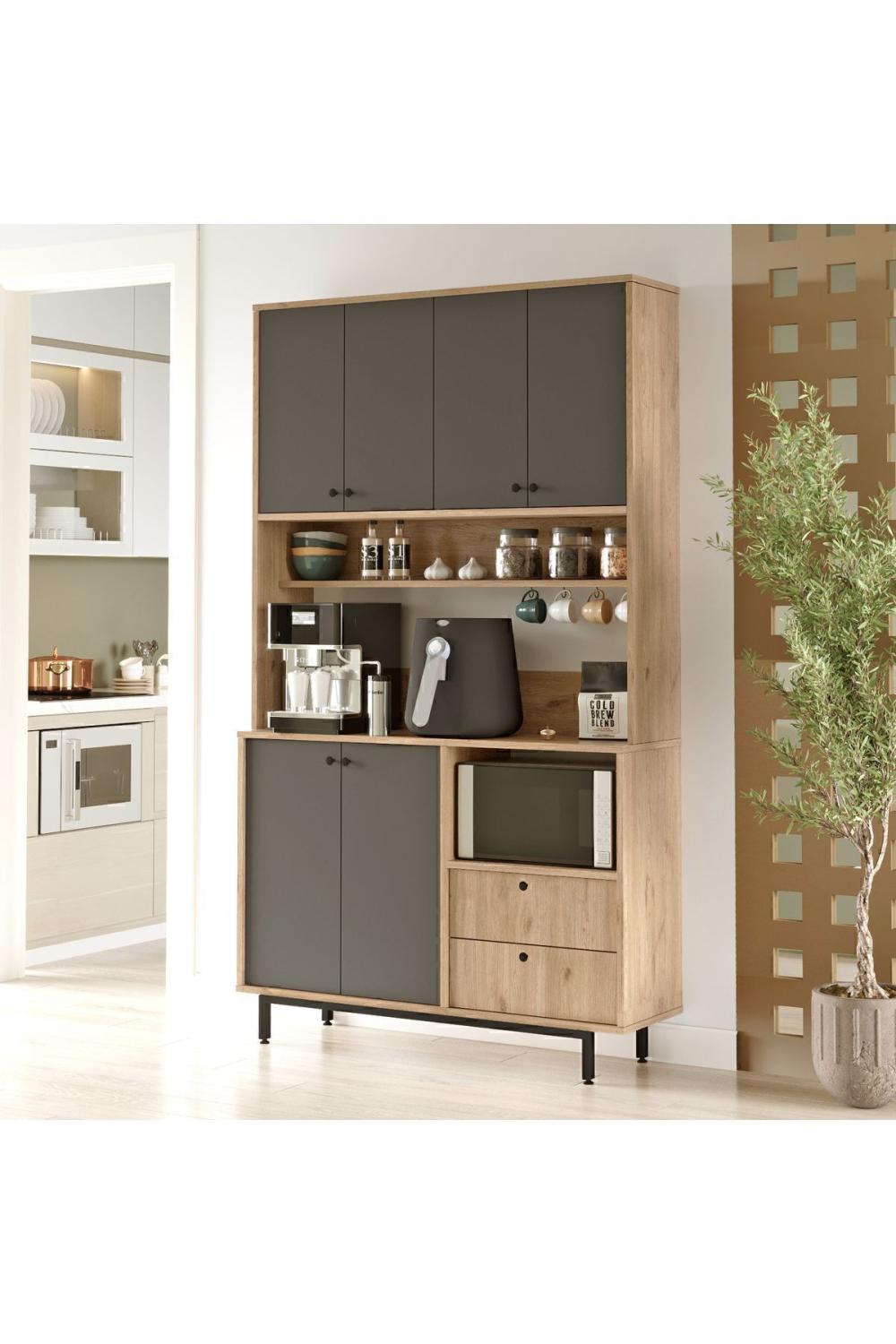 Latte Série Marron Angle Multifonction Armoire Cuisine Armoire Panier-Anthracite LAT7-SA