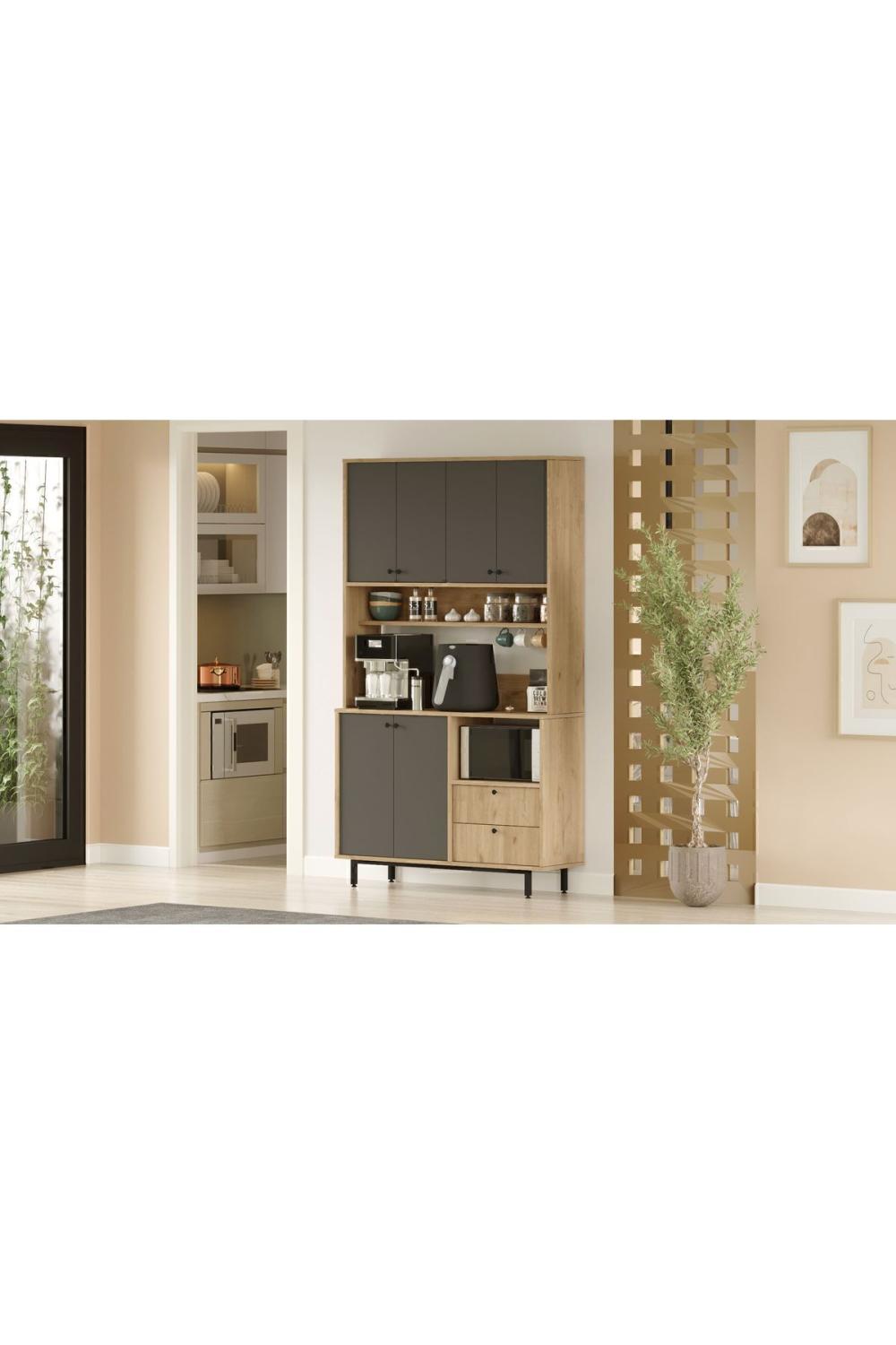 Latte Série Marron Angle Multifonction Armoire Cuisine Armoire Panier-Anthracite LAT7-SA