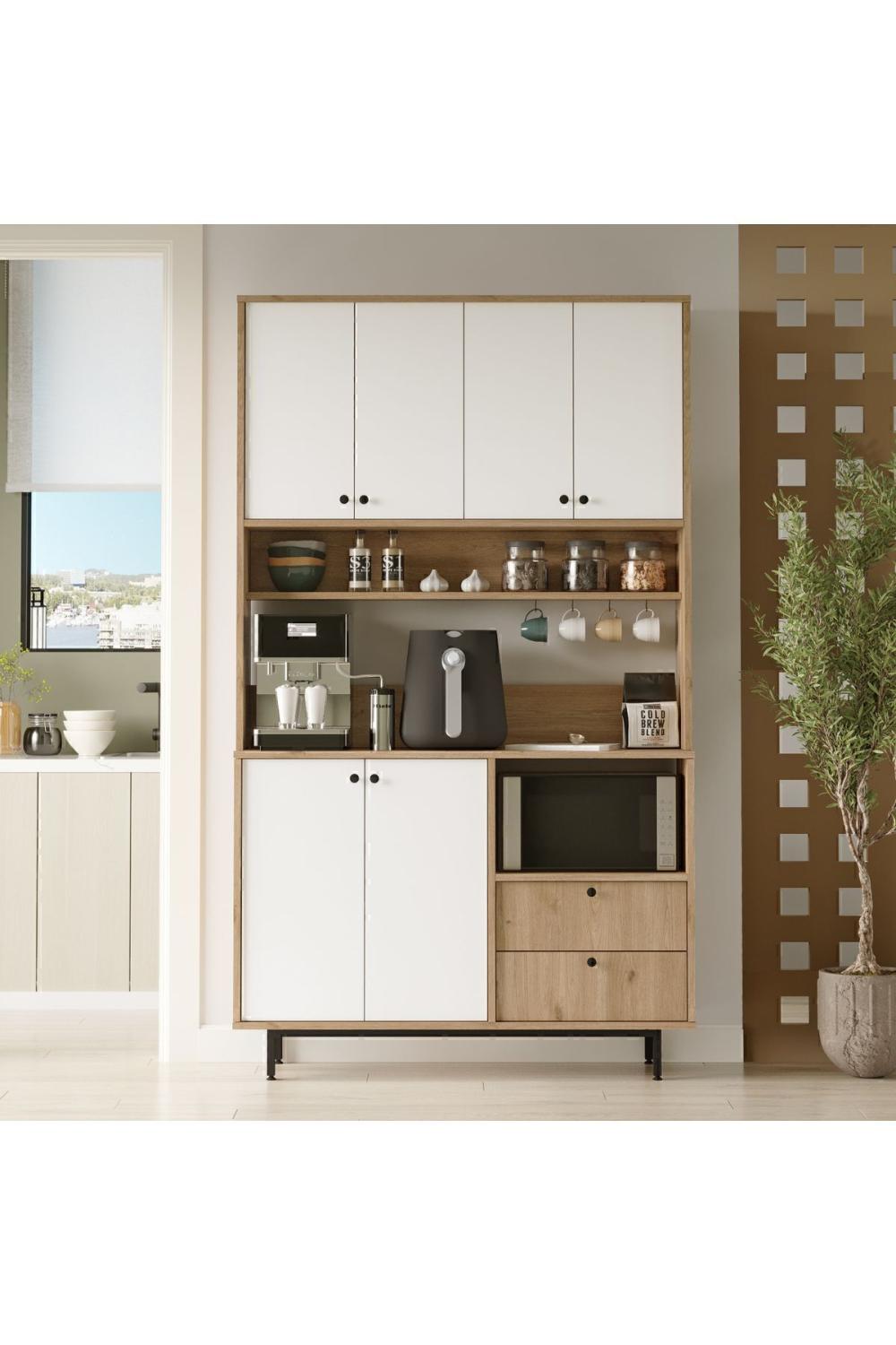 Latte Série Marron Angle Multifonction Armoire Cuisine Armoire Panier-Blanc LAT7-SW
